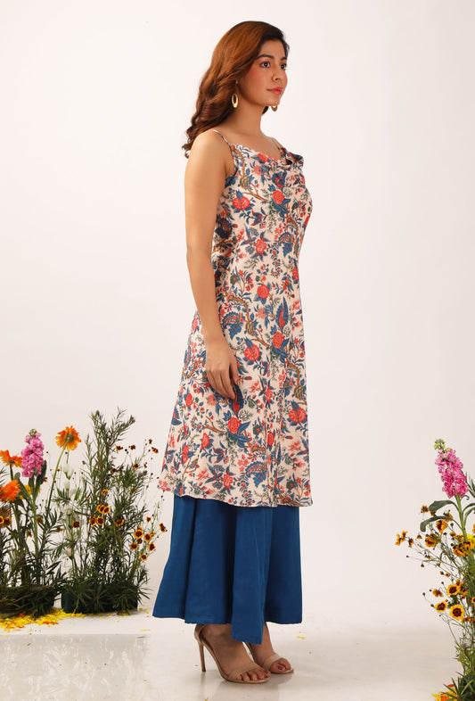 Bella Floral Chintz Cowl Neck Kurta Dress サイズ M