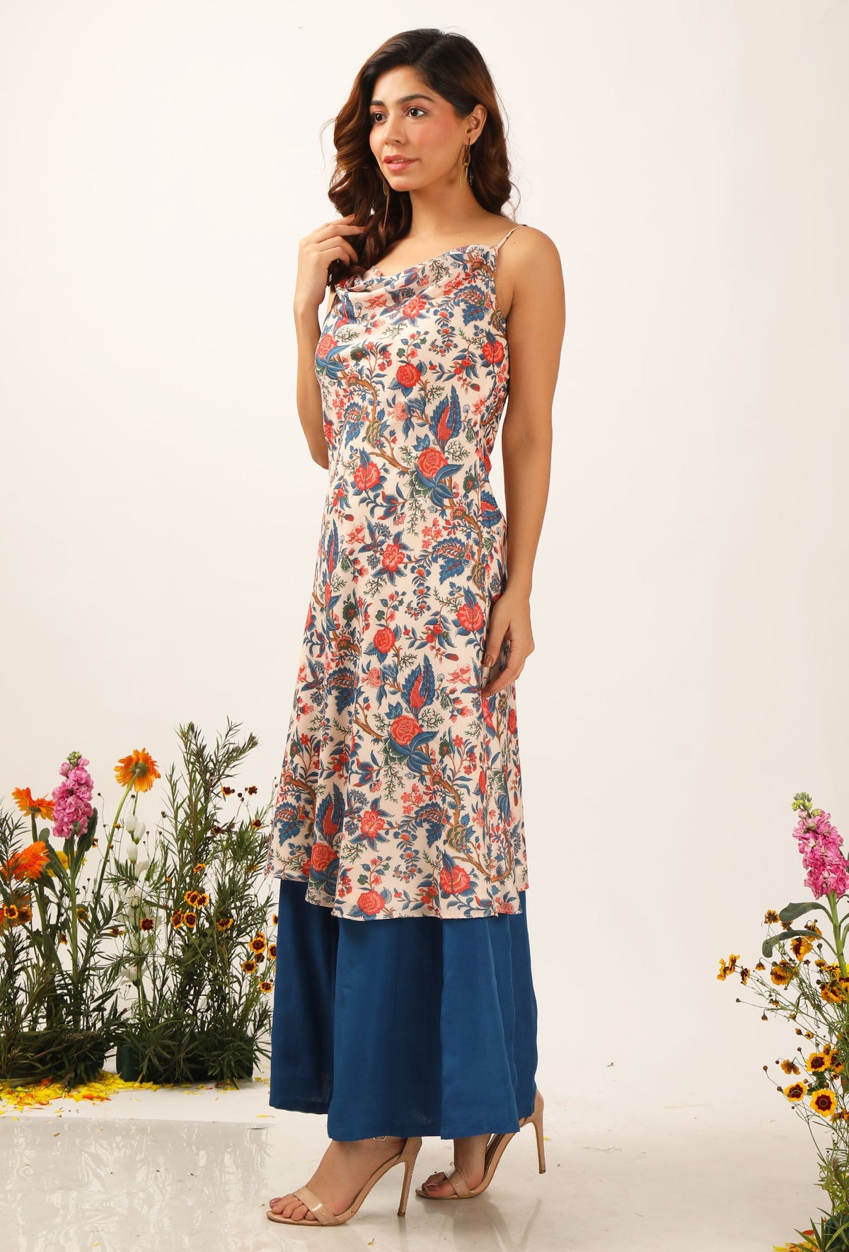 Bella Floral Chintz Cowl Neck Kurta Dress サイズ S