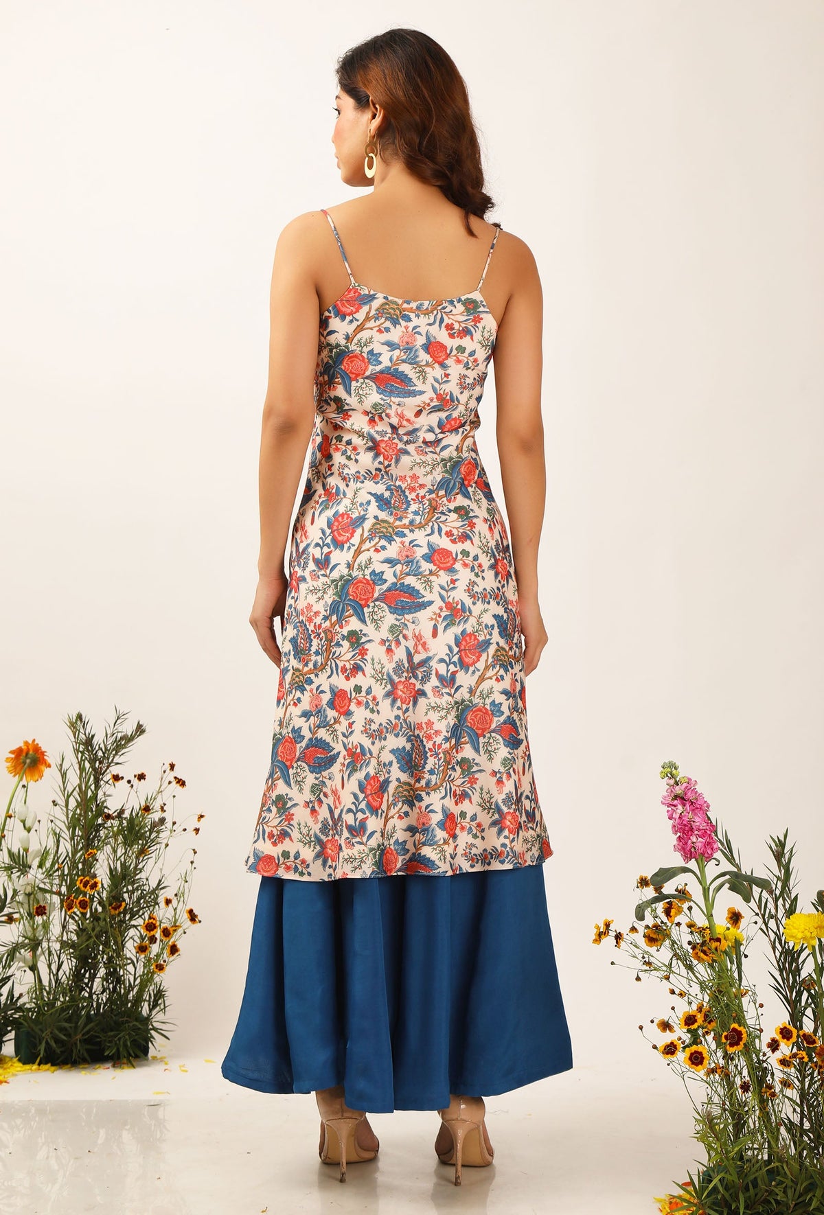 Bella Floral Chintz Cowl Neck Kurta Dress サイズ M
