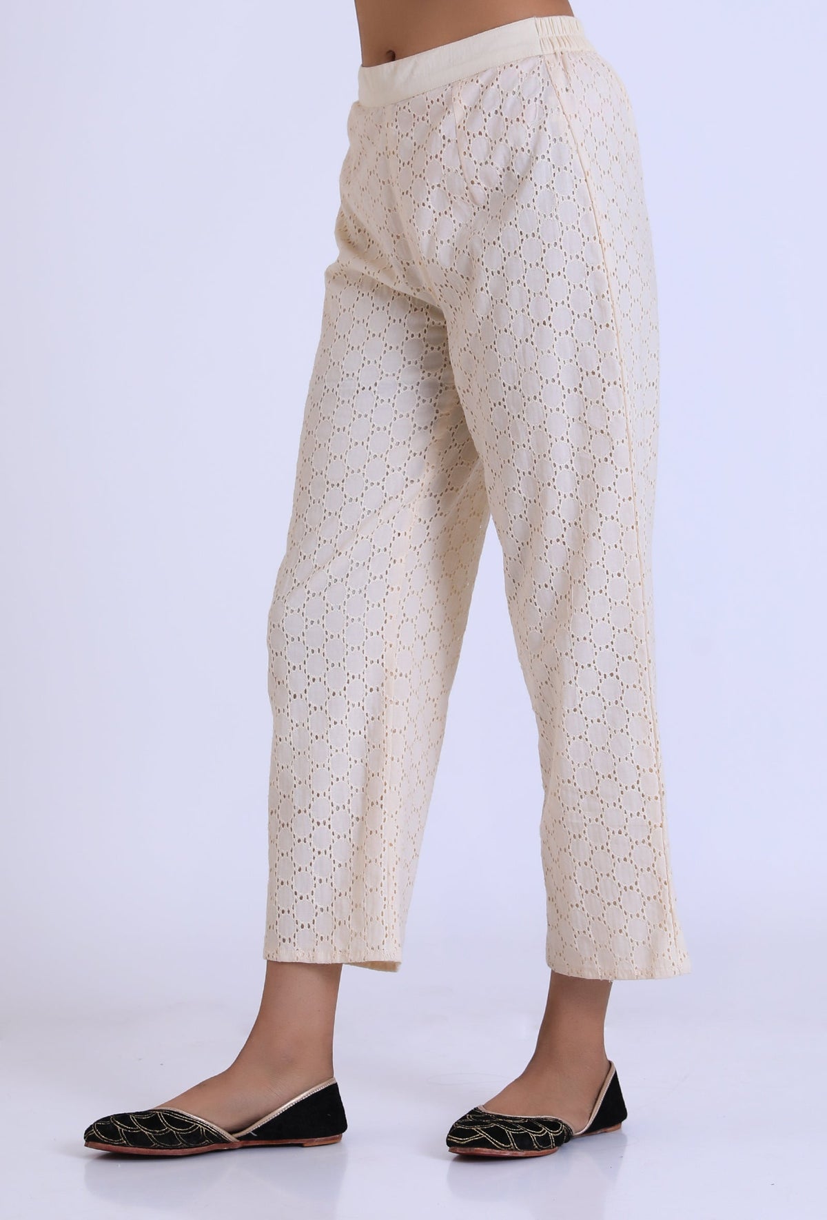 Off White Schiffli Cotton Pant サイズ XS
