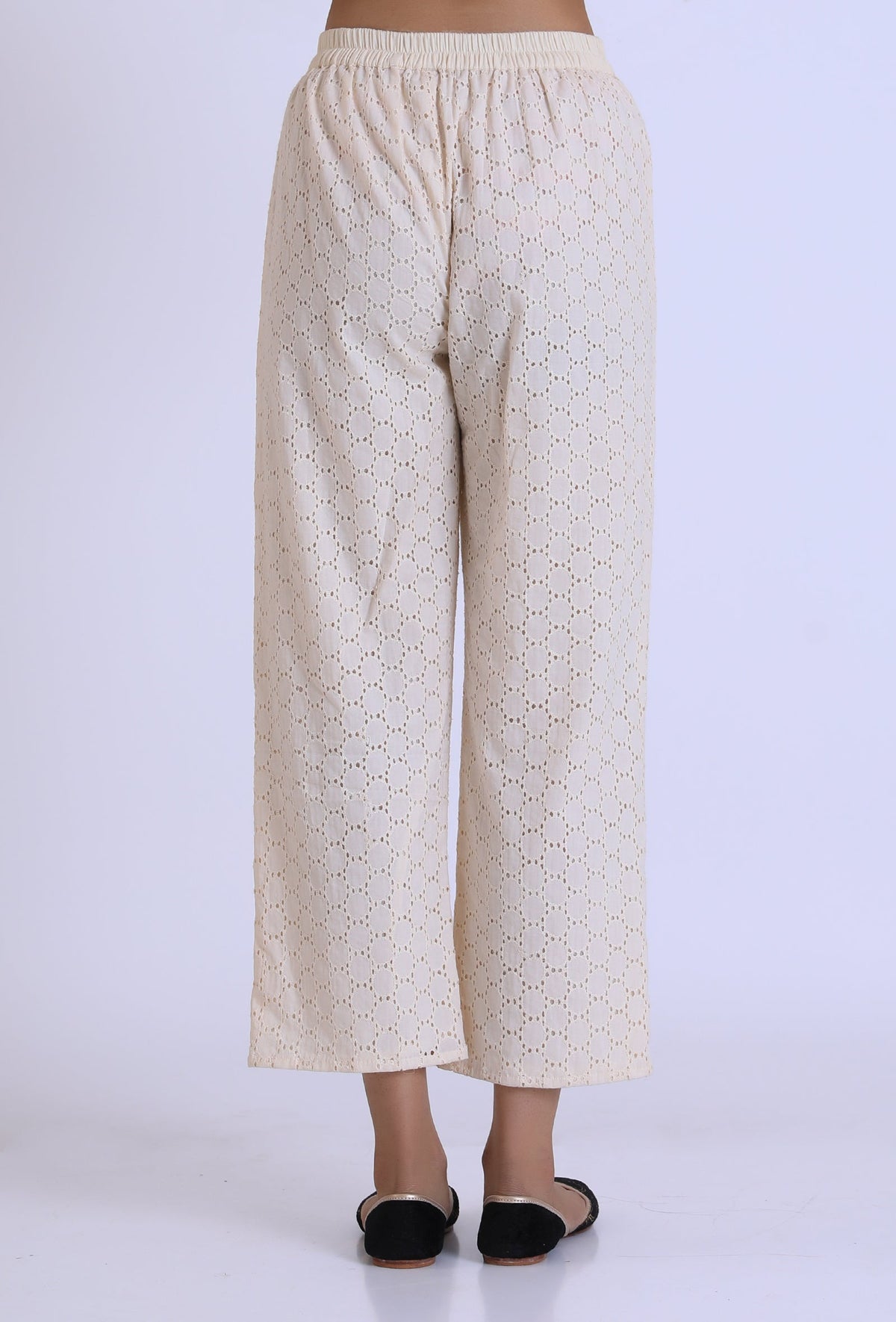 Off White Schiffli Cotton Pant サイズ S