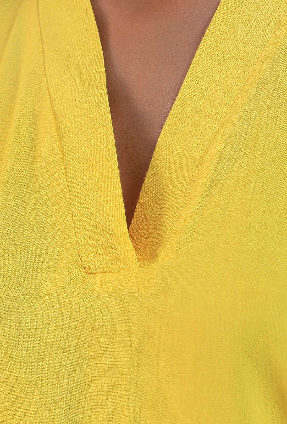 Yellow Color V-Neck Top サイズ M