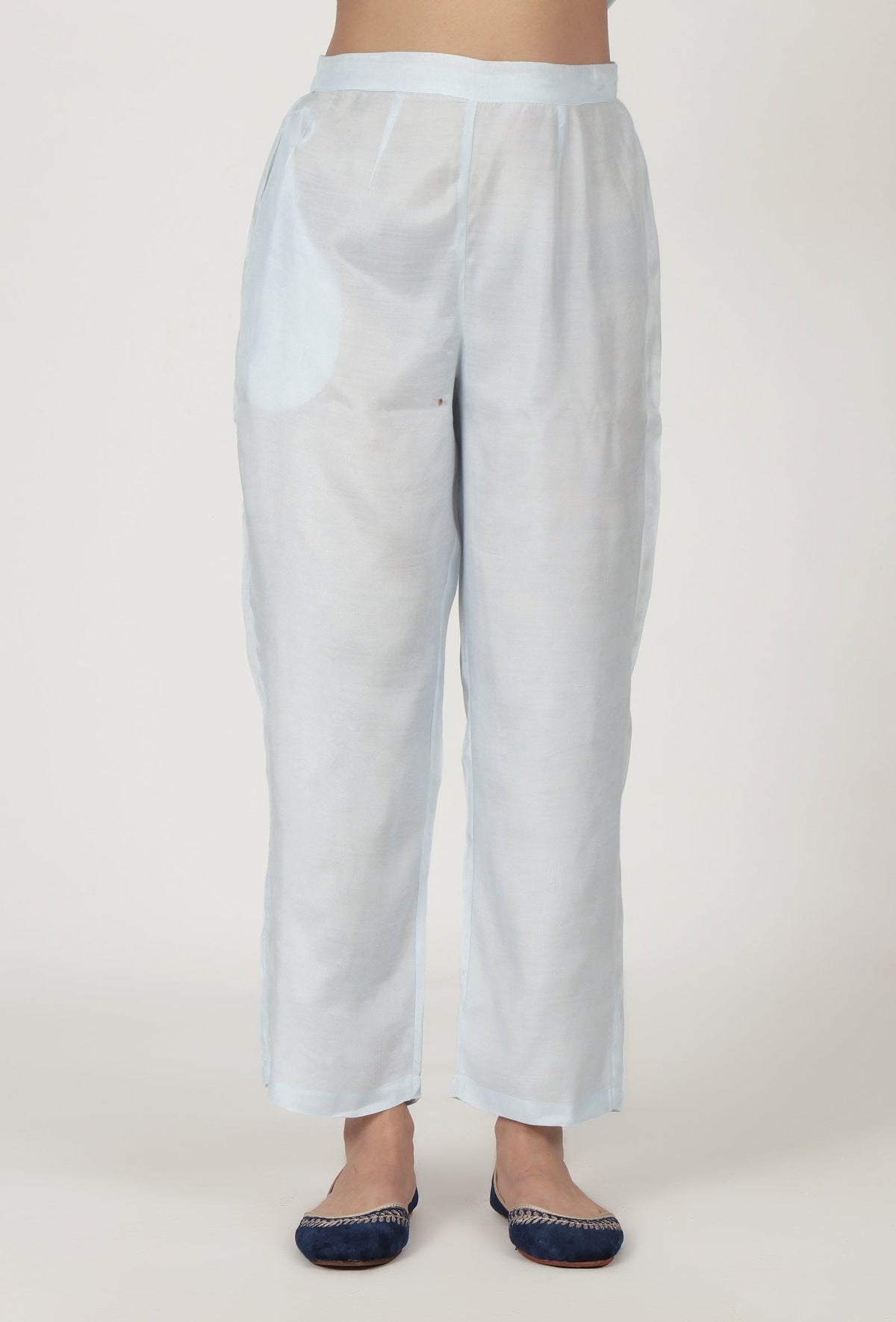 Women Sky Blue Cotton Pant サイズ XL