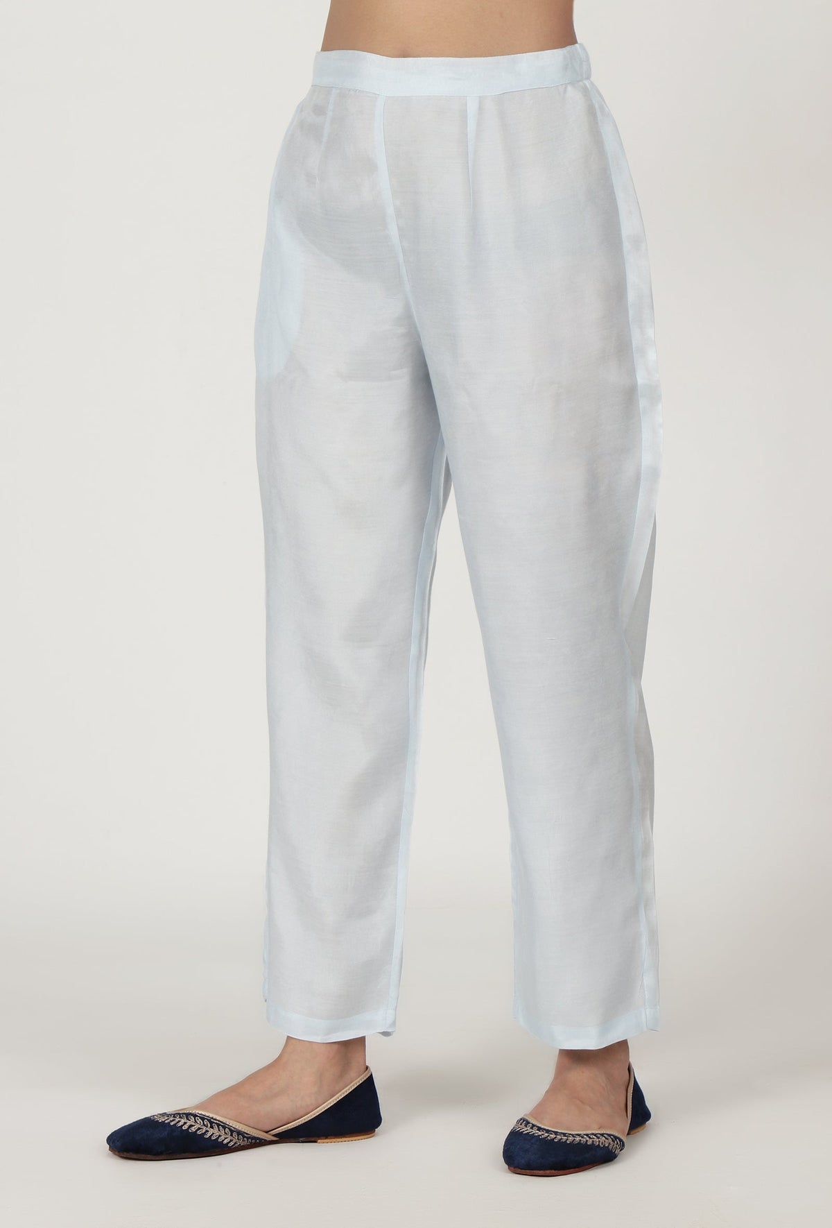 Women Sky Blue Cotton Pant サイズ XL