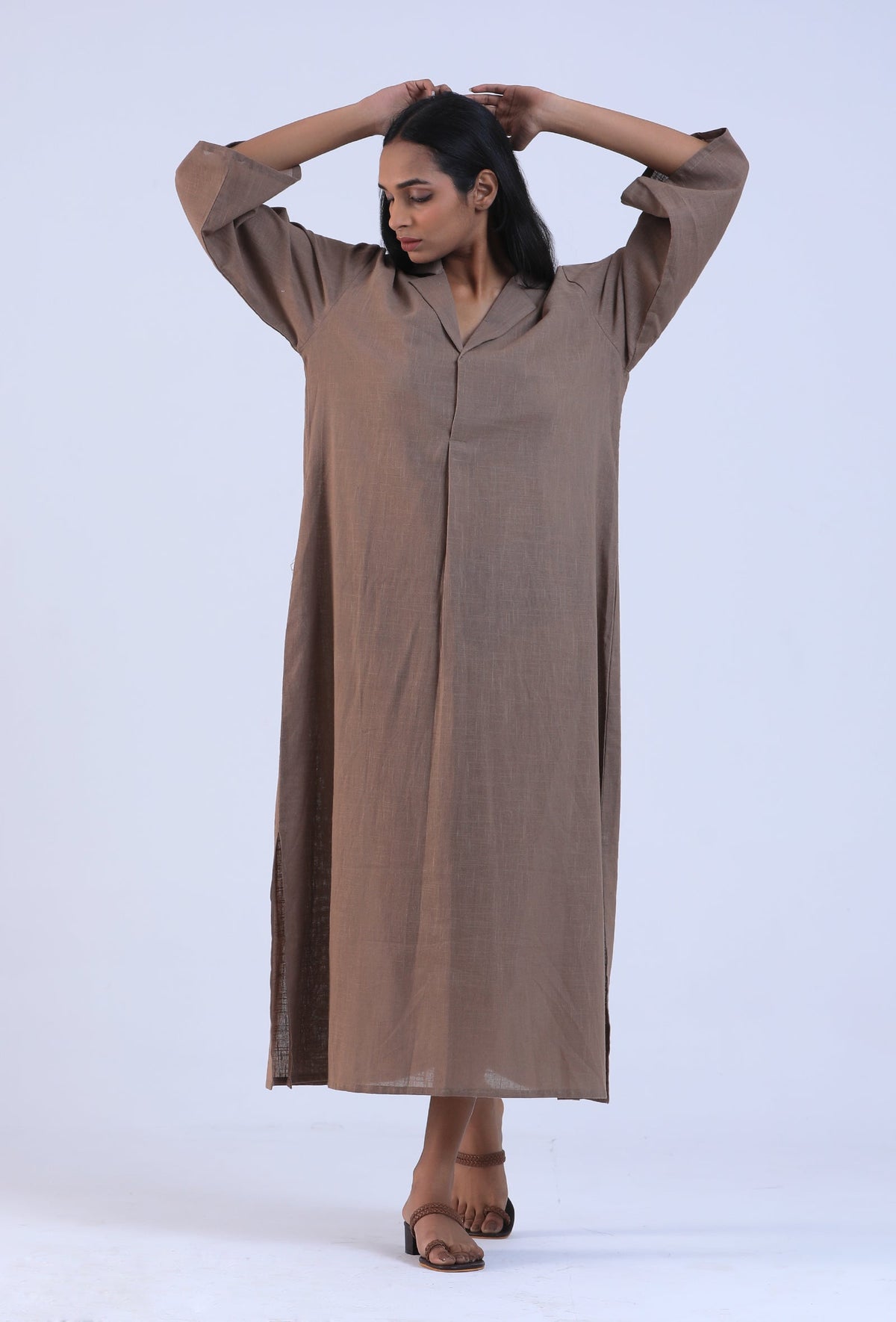 Women Brown Cotton Kurta サイズ XS
