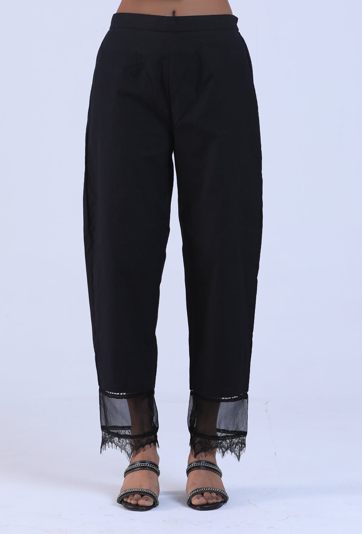 Women Black Cotton Pant サイズ S