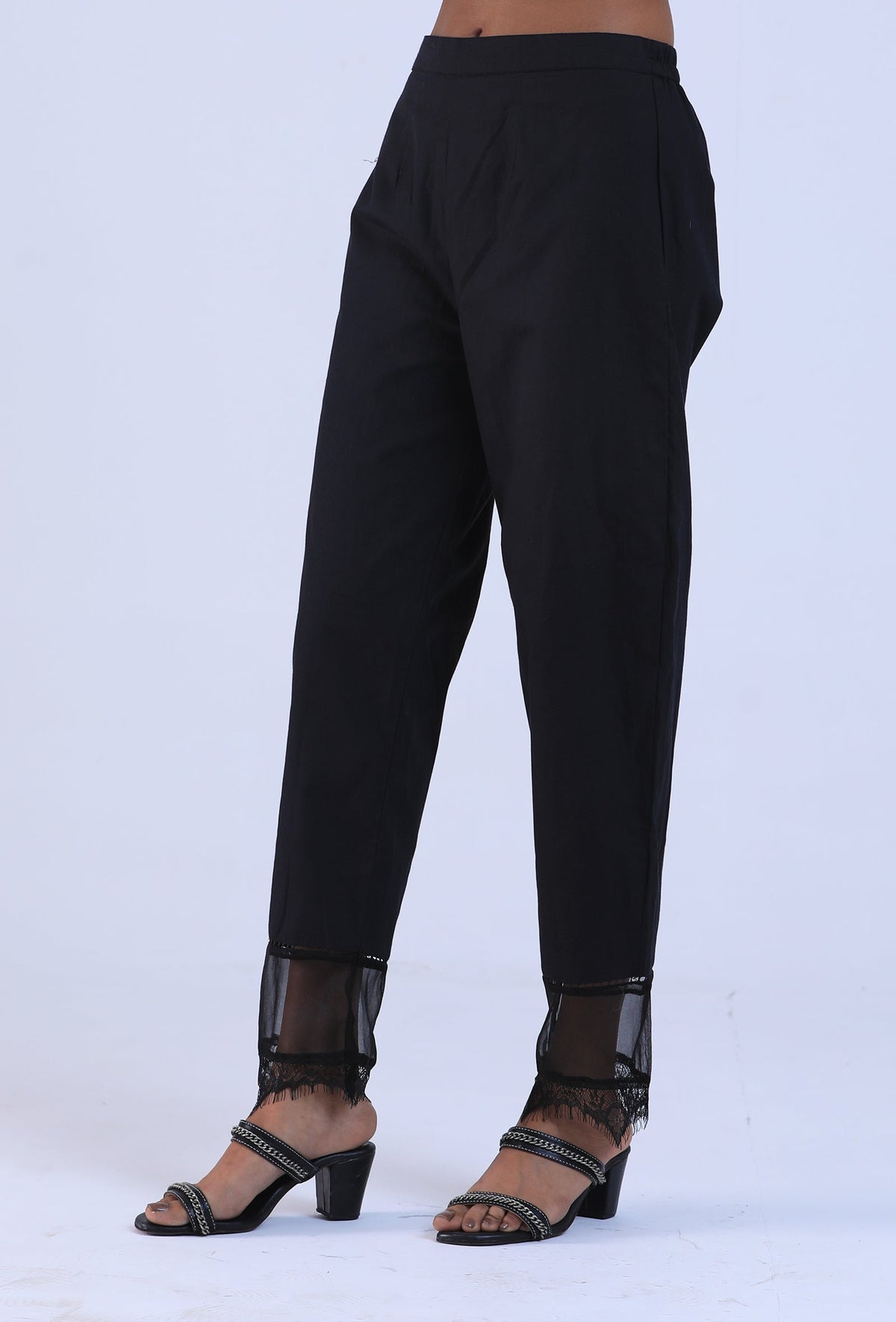 Women Black Cotton Pant サイズ S