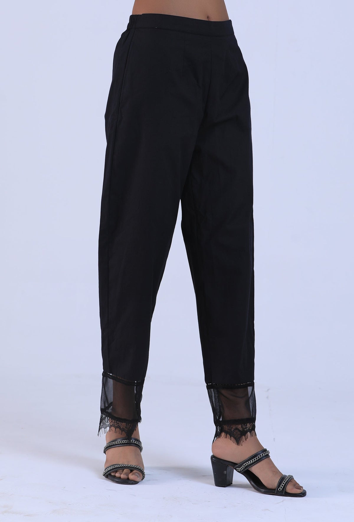 Women Black Cotton Pant サイズ M