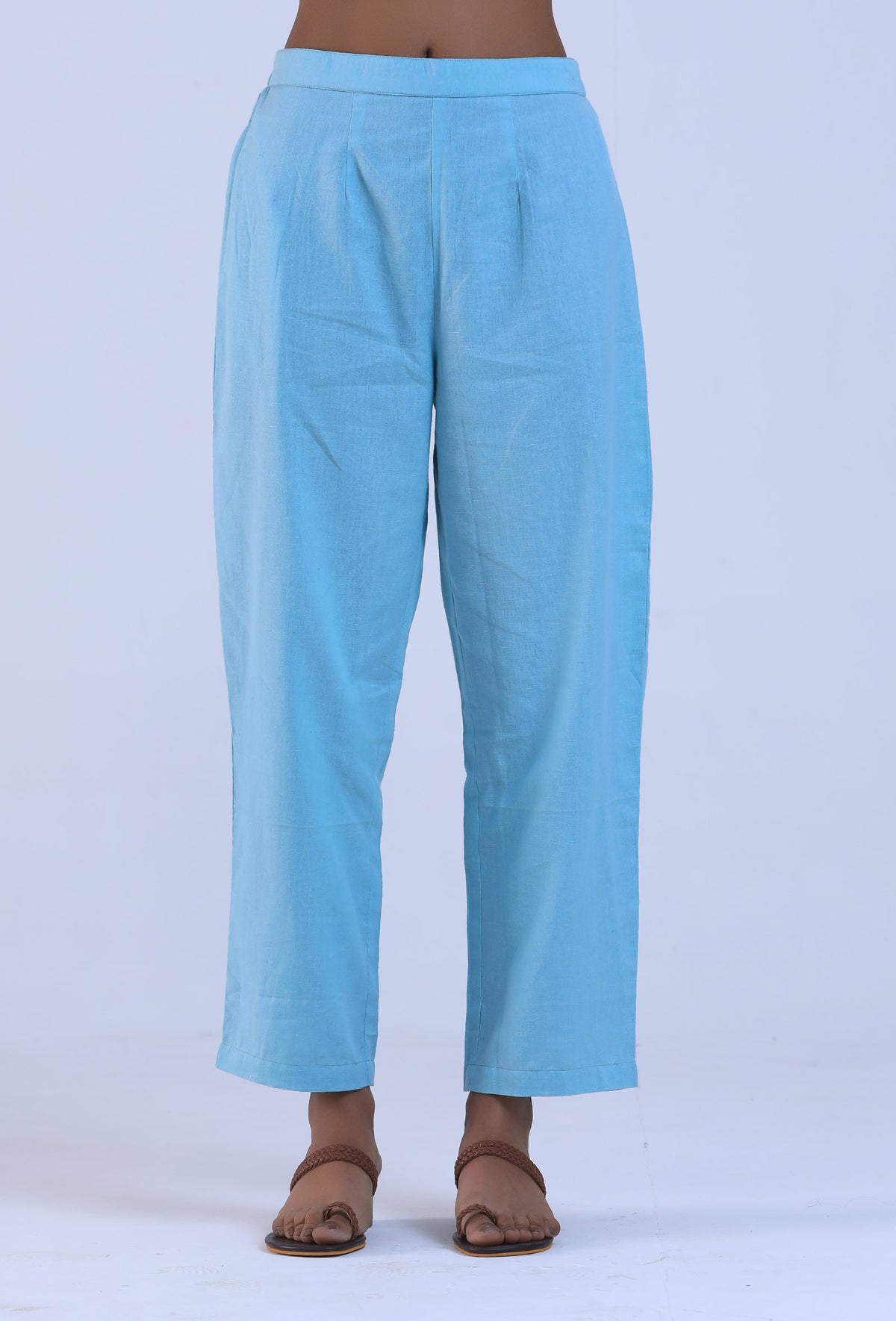 Women Blue Cotton Pant サイズ M