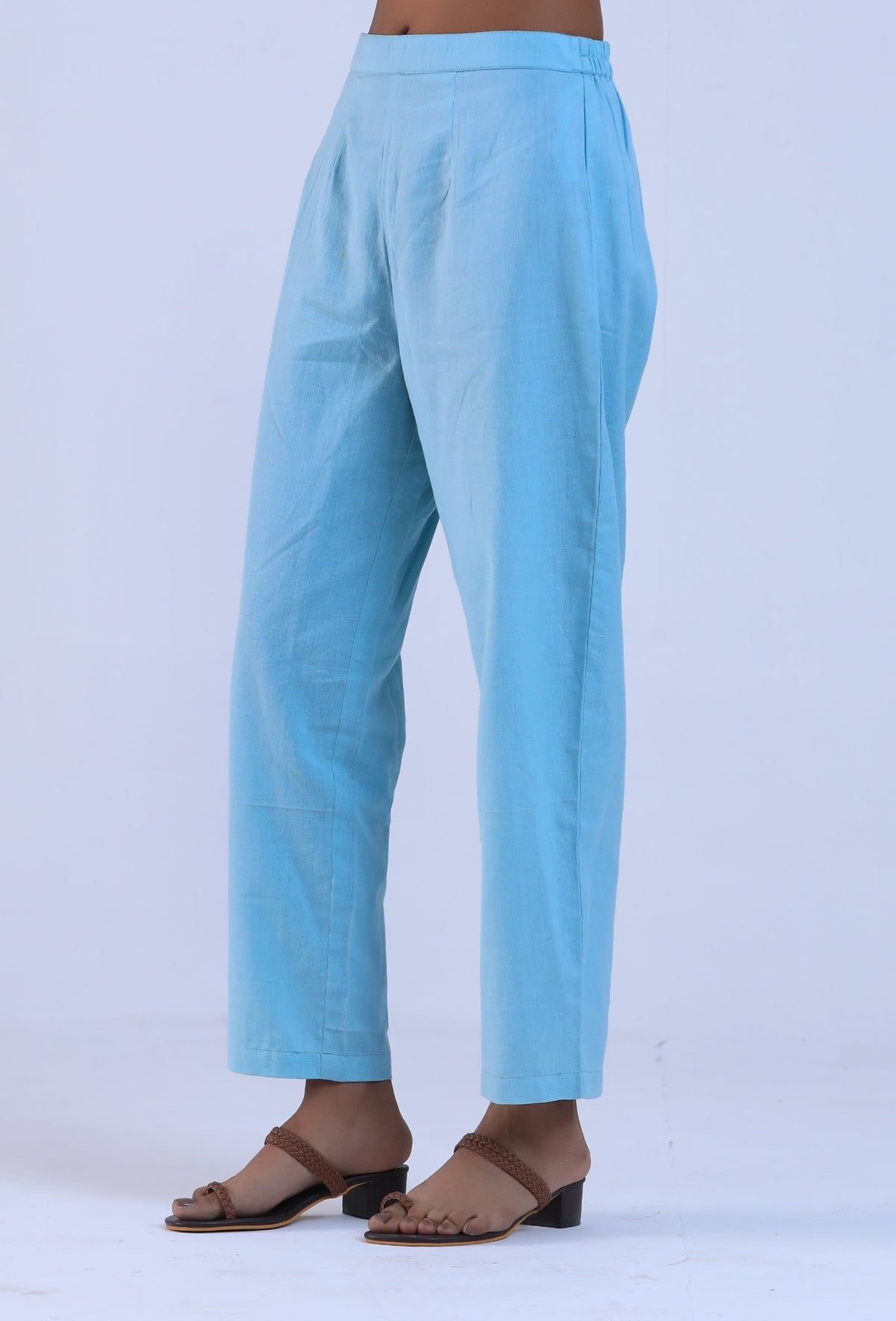 Women Blue Cotton Pant サイズ S