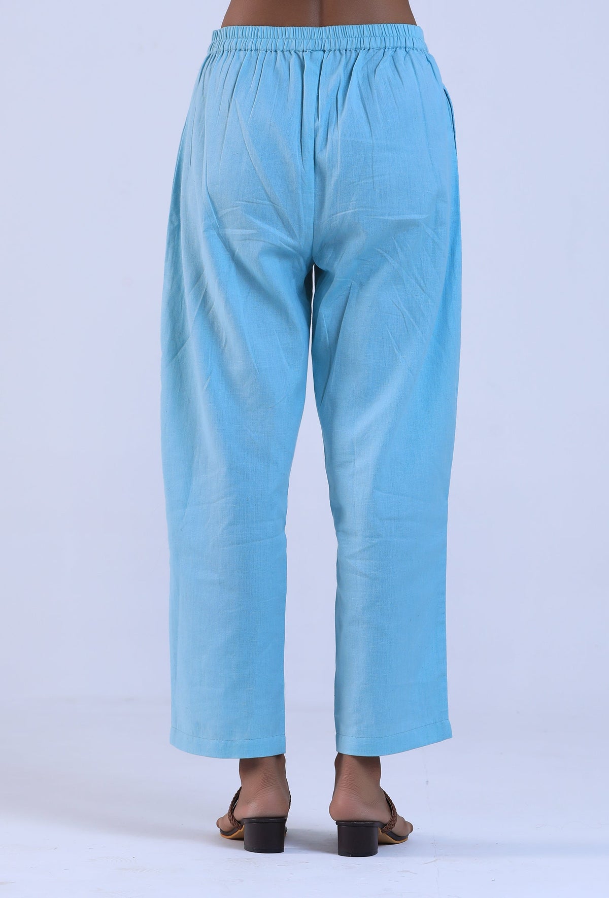 Women Blue Cotton Pant サイズ M