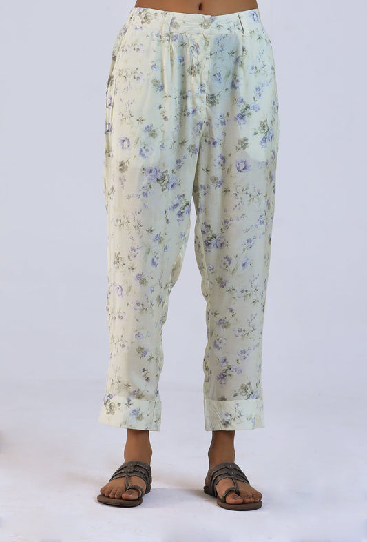 Off White Viscose Cotton Pant サイズ S