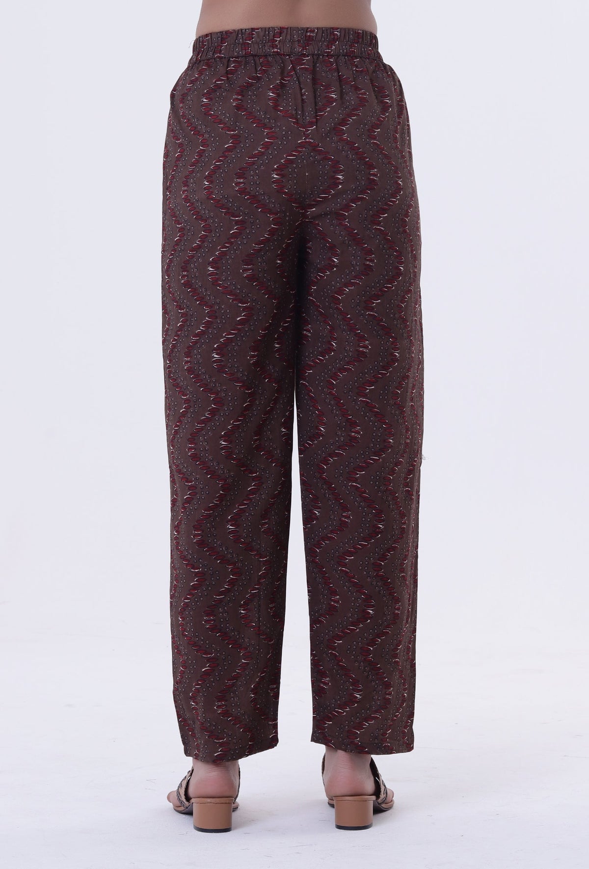 Woody Brown & White Cotton Block Printed Pant サイズ XS
