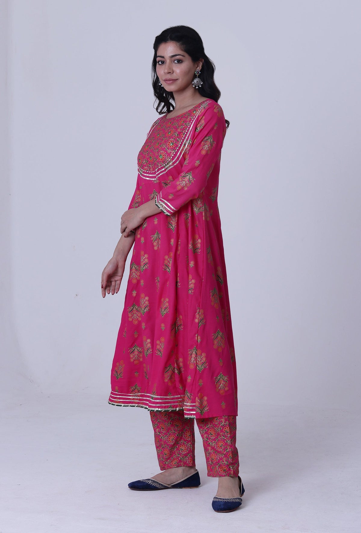 Cerise Pink Cotton Rayon Kurta サイズ XL