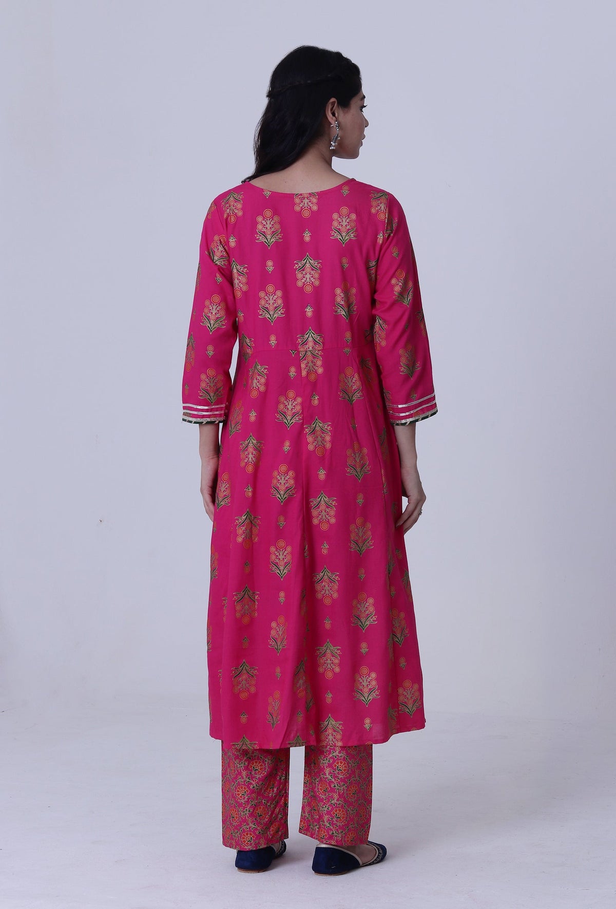 Cerise Pink Cotton Rayon Kurta サイズ XL