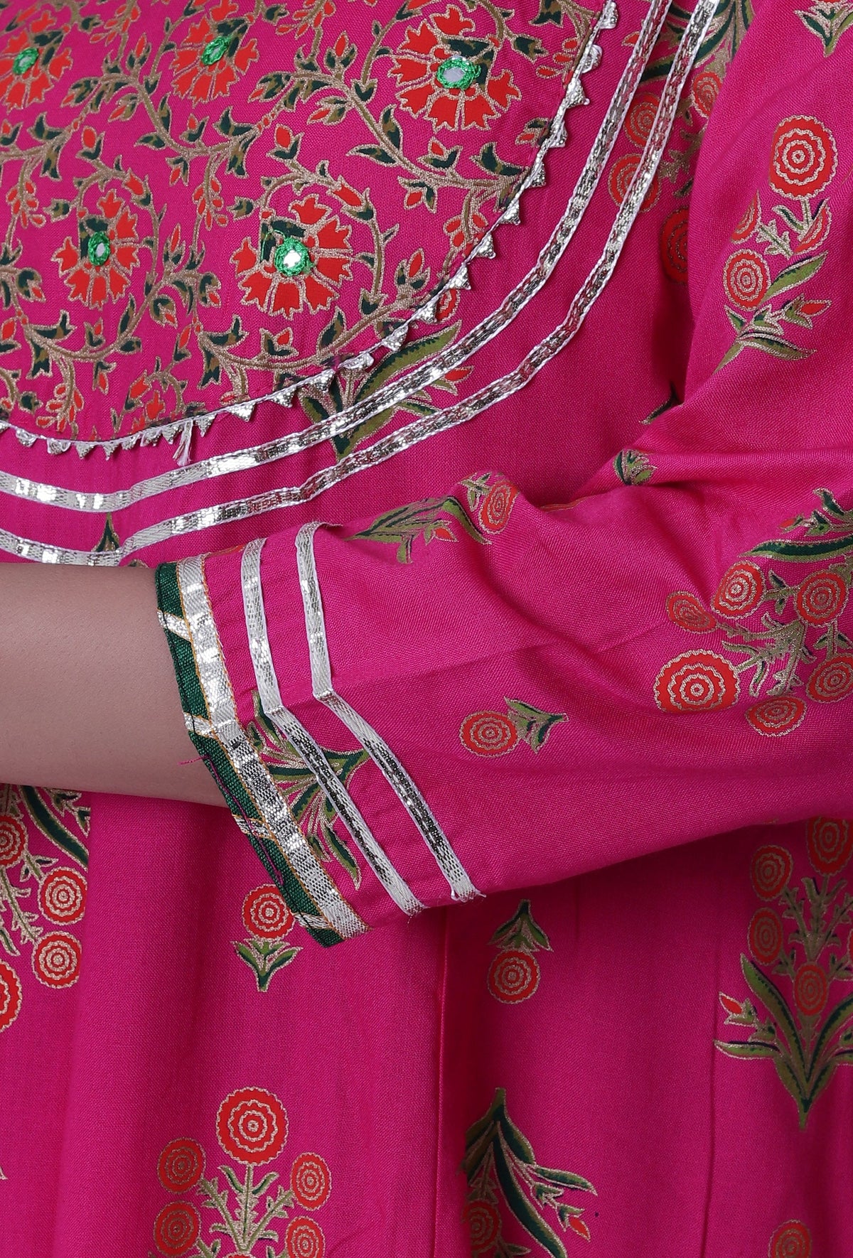 Cerise Pink Cotton Rayon Kurta サイズ XL