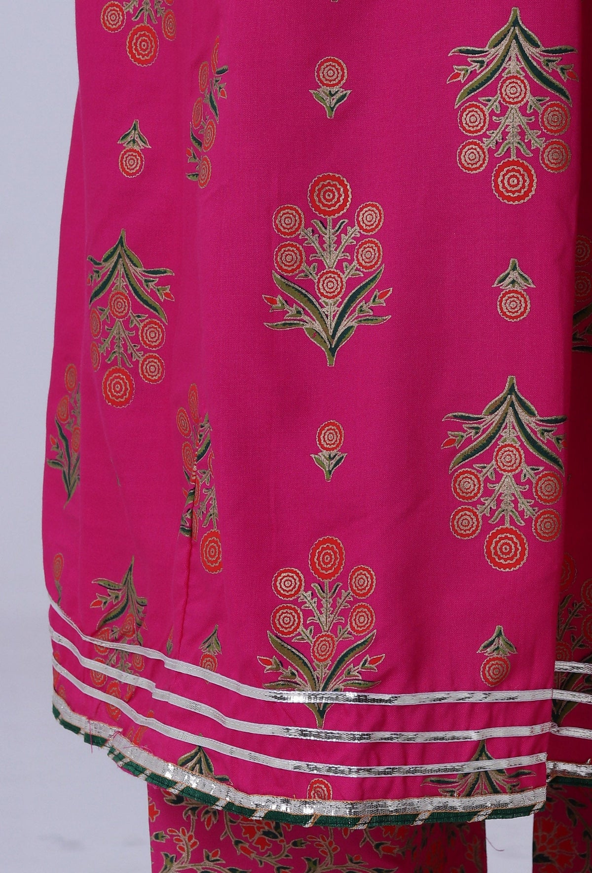 Cerise Pink Cotton Rayon Kurta サイズ XL