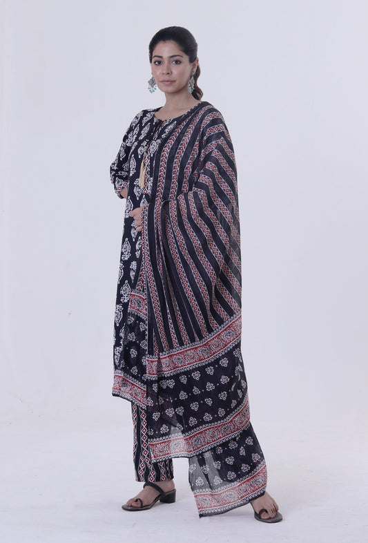 Black Cotton Rayon Dupatta