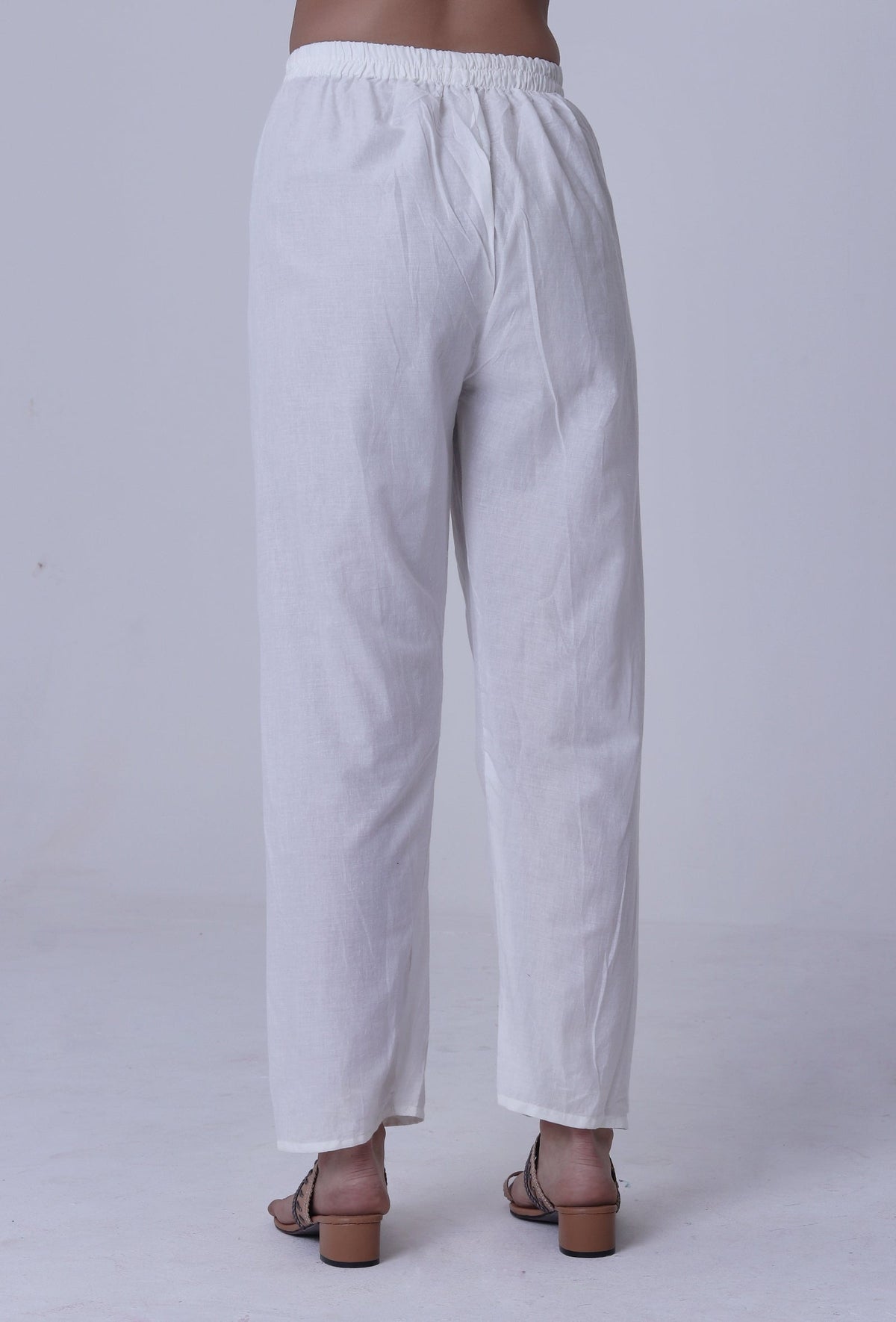 White Cotton Chikankari Laces Pant サイズ L