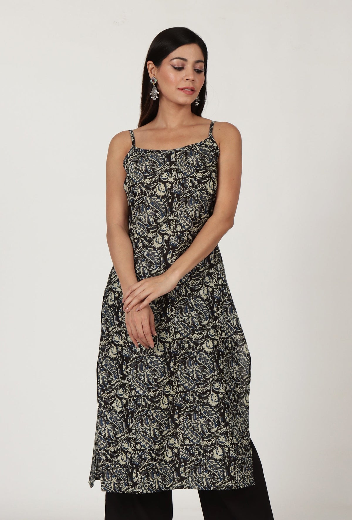 Kalamkari Printed Black Color Cotton Slip サイズ S