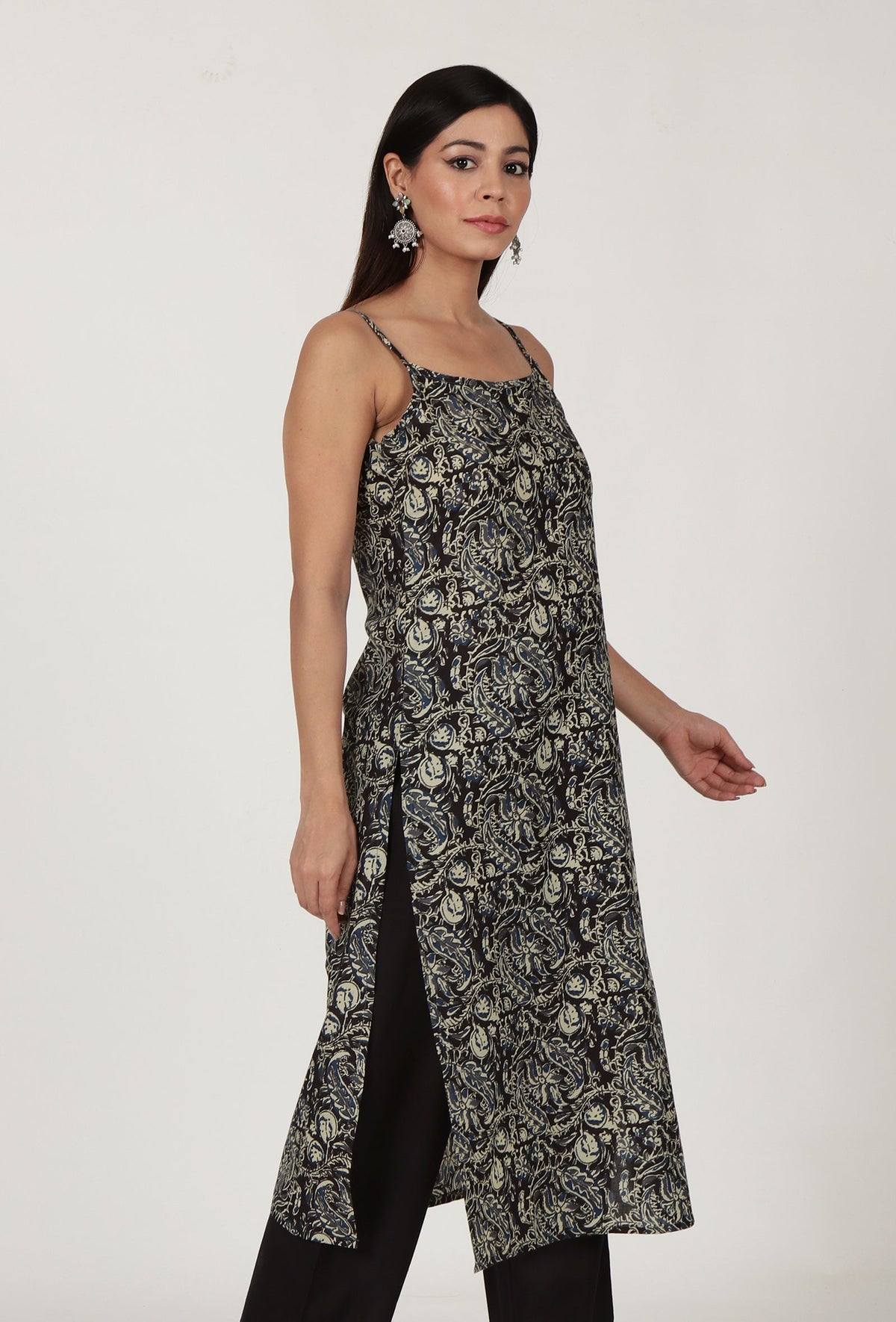 Kalamkari Printed Black Color Cotton Slip サイズ S