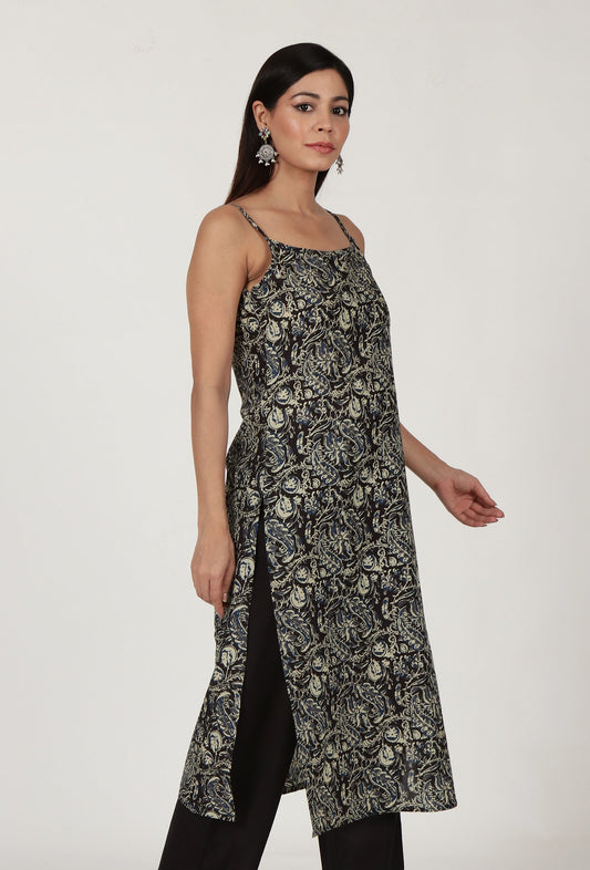 Kalamkari Printed Black Color Cotton Slip サイズ S