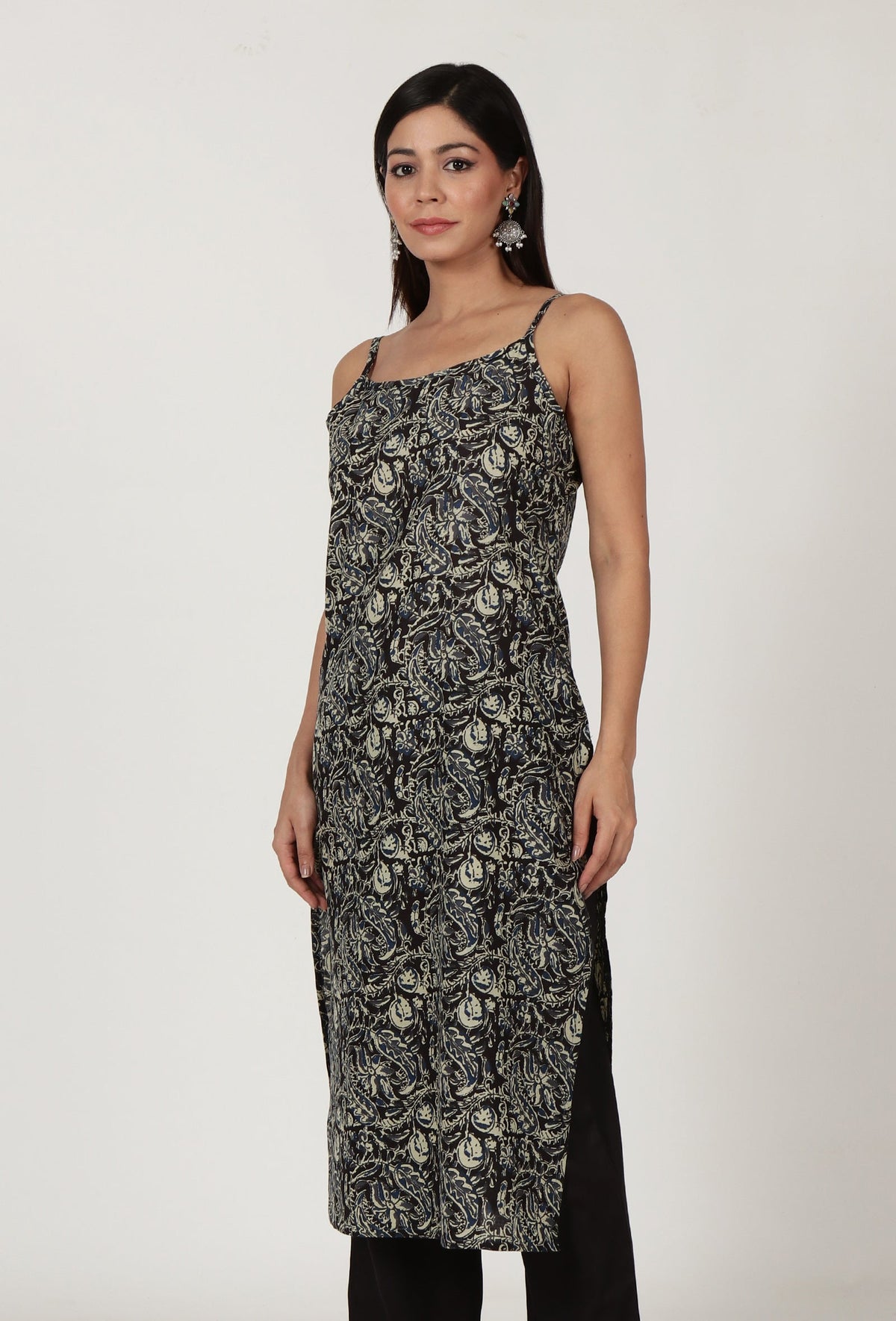 Kalamkari Printed Black Color Cotton Slip サイズ S