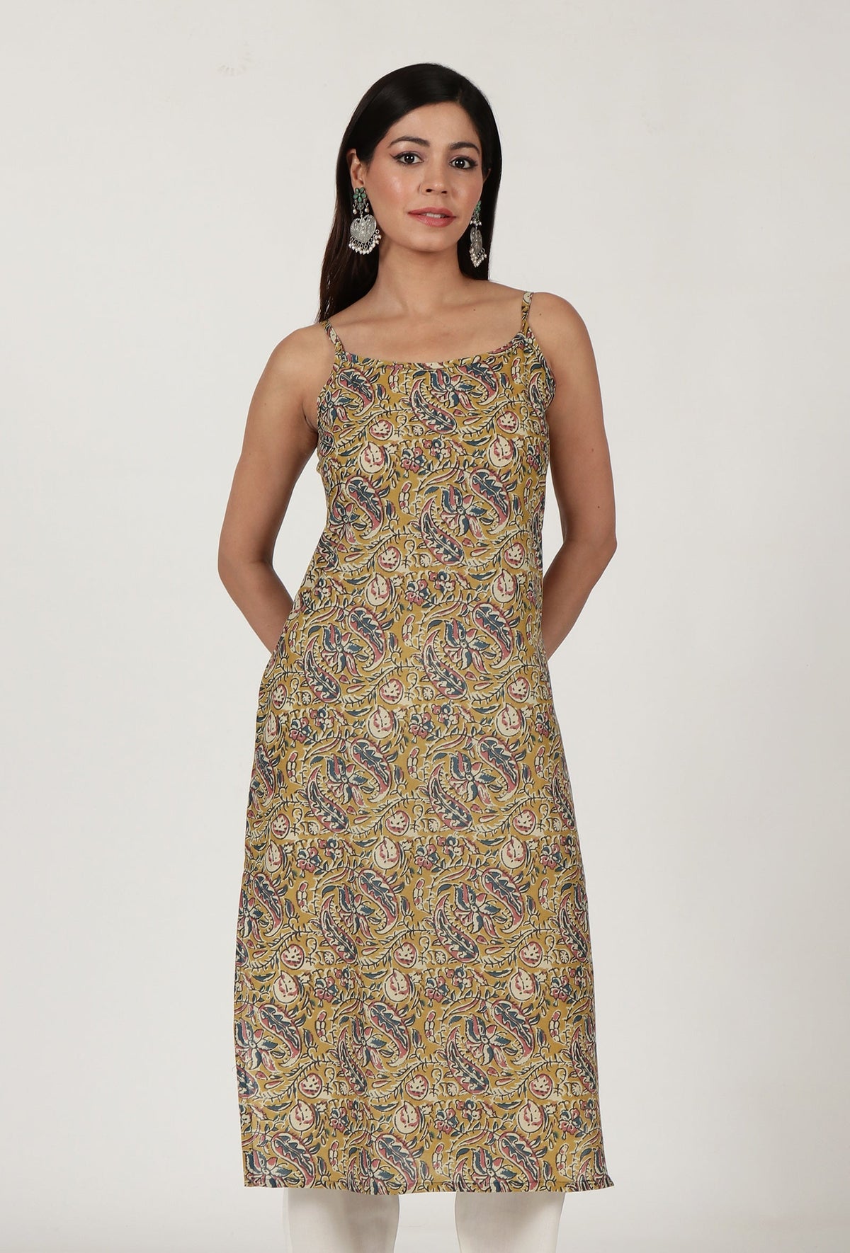 Kalamkari Printed Yellow Color Cotton Slip サイズ L