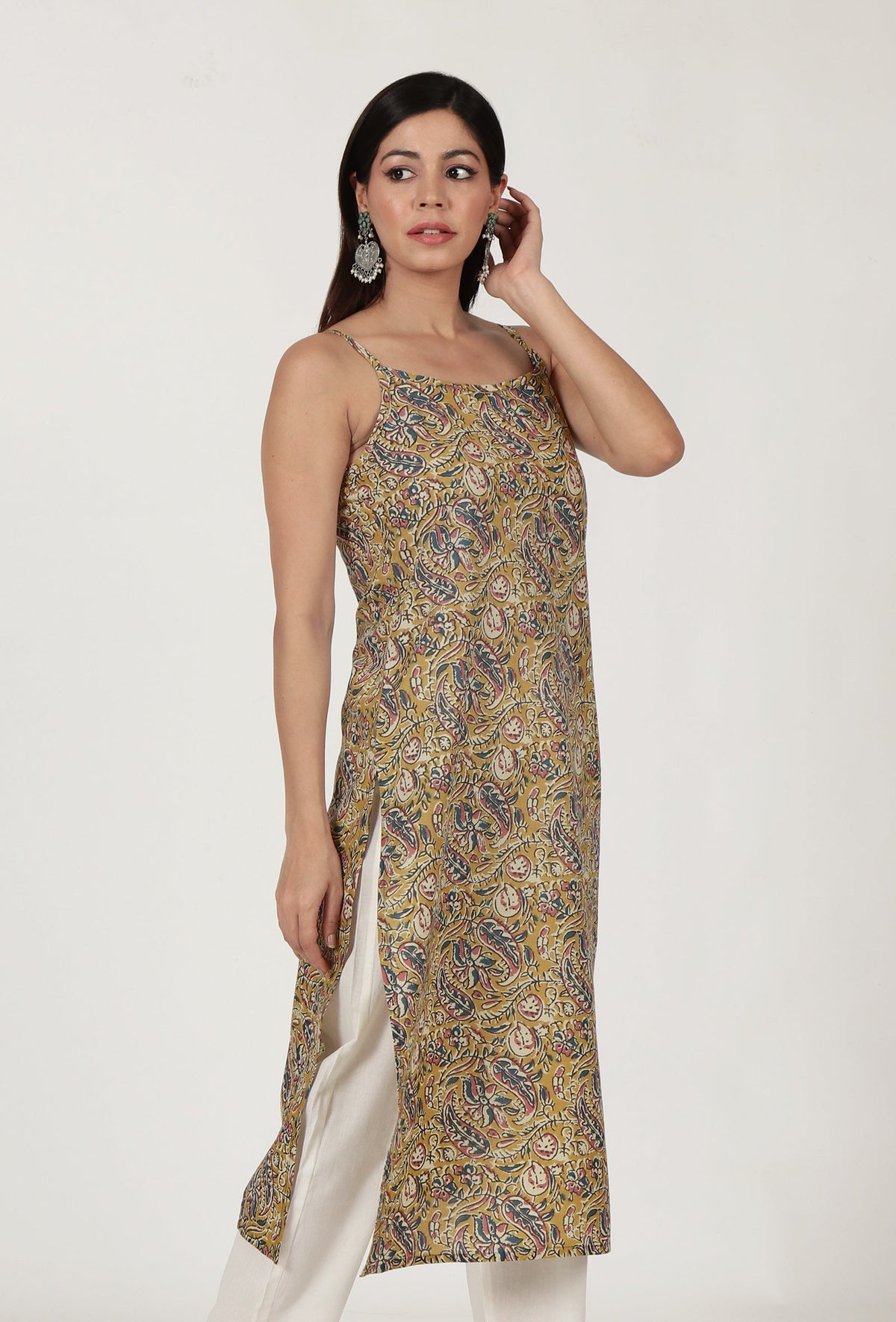 Kalamkari Printed Yellow Color Cotton Slip サイズ M