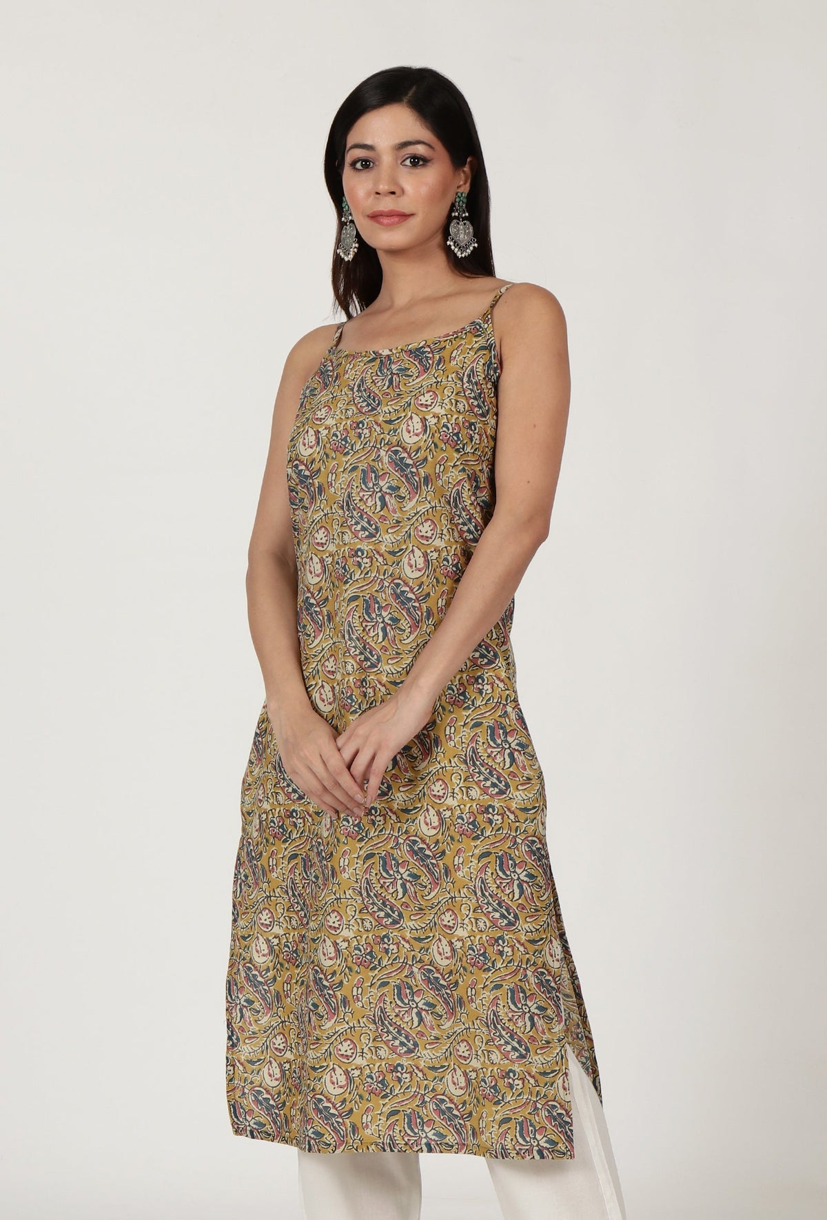 Kalamkari Printed Yellow Color Cotton Slip サイズ XXL