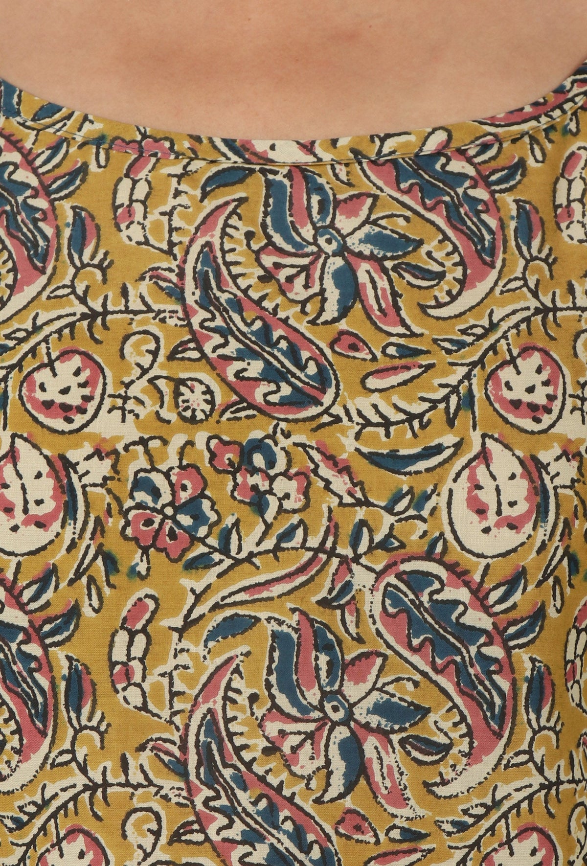 Kalamkari Printed Yellow Color Cotton Slip サイズ XXL