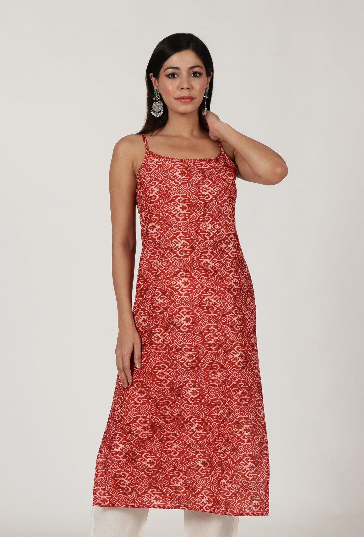 Multi Printed Red Color Cotton Slip サイズ L