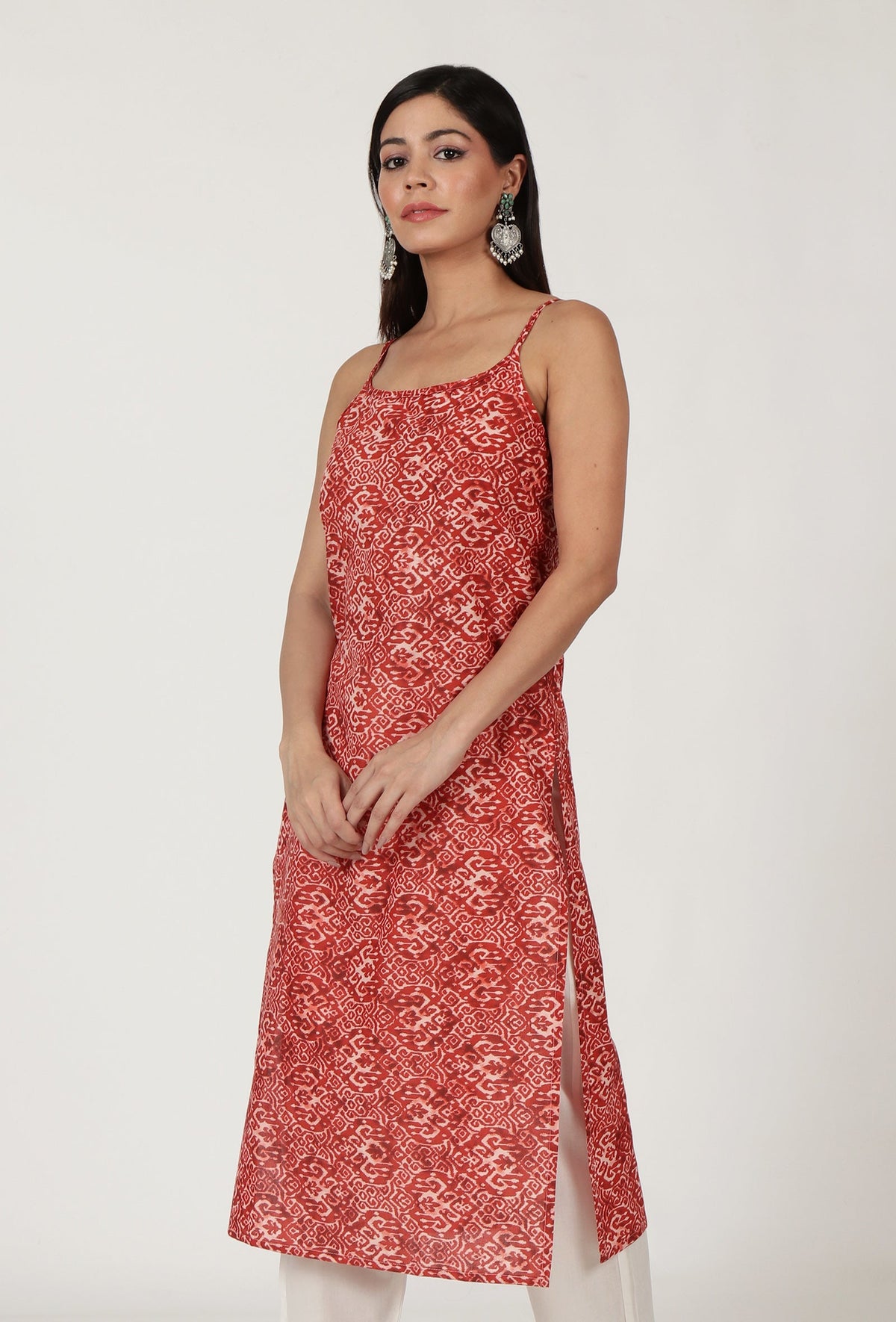 Multi Printed Red Color Cotton Slip サイズ L