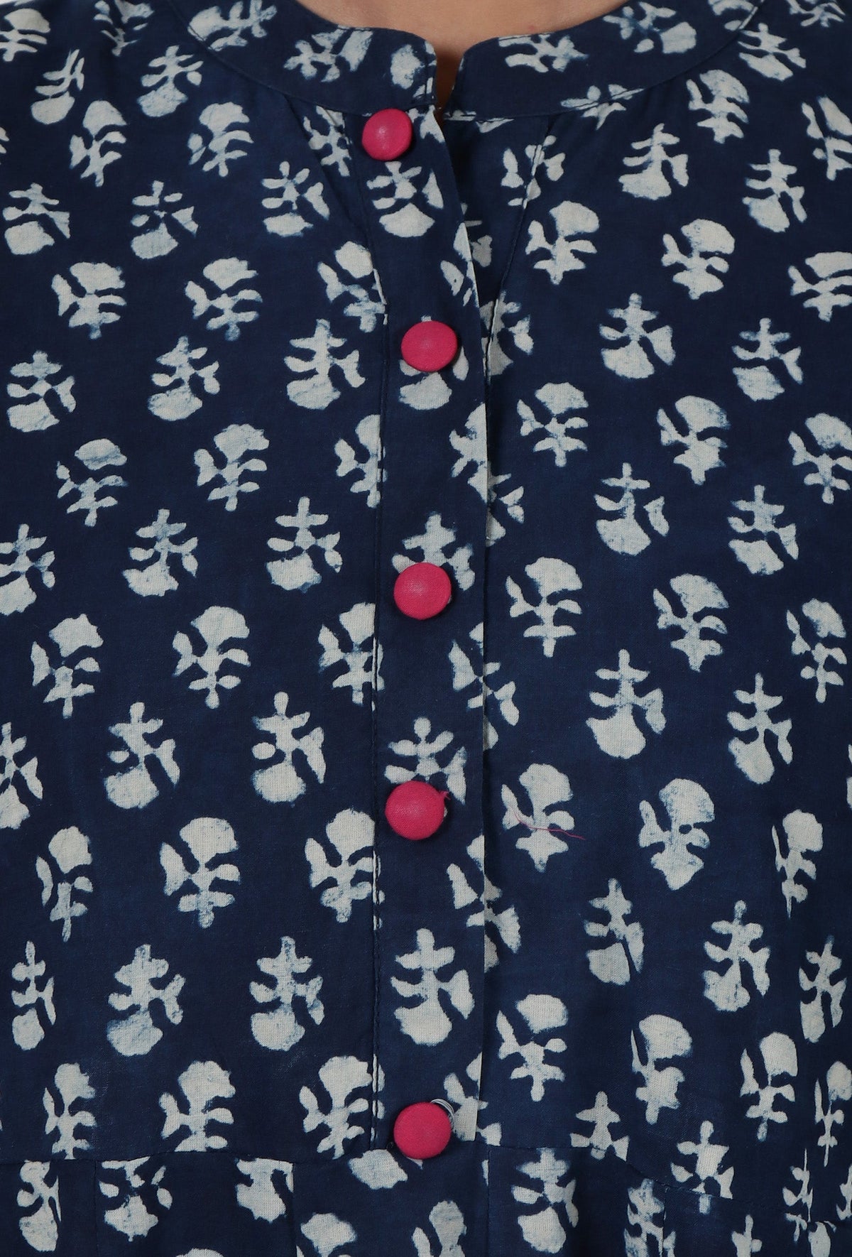Indigo Printed Blue Cotton Anarkali (Design 2) サイズ XS