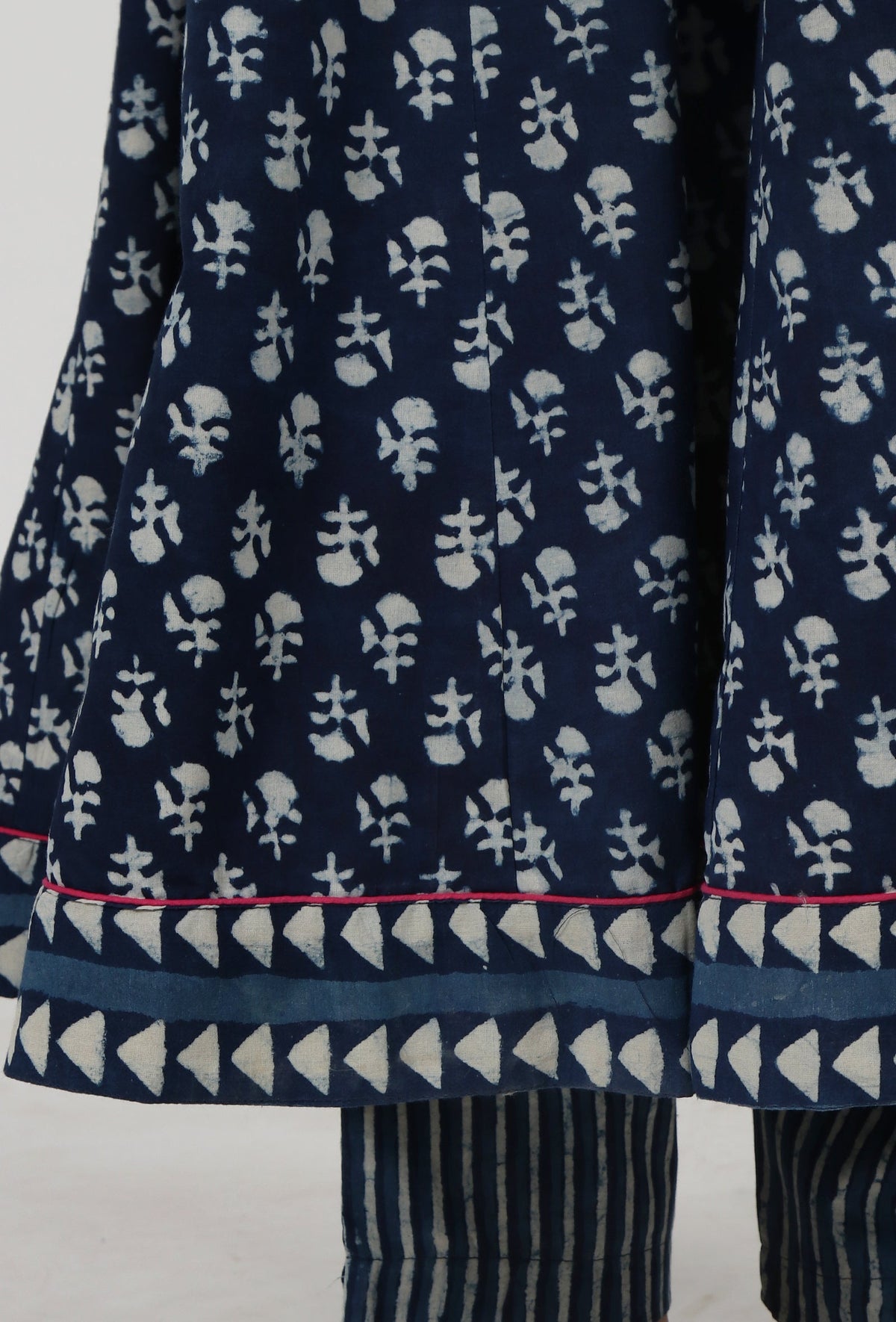 Indigo Printed Blue Cotton Anarkali (Design 2) サイズ XS