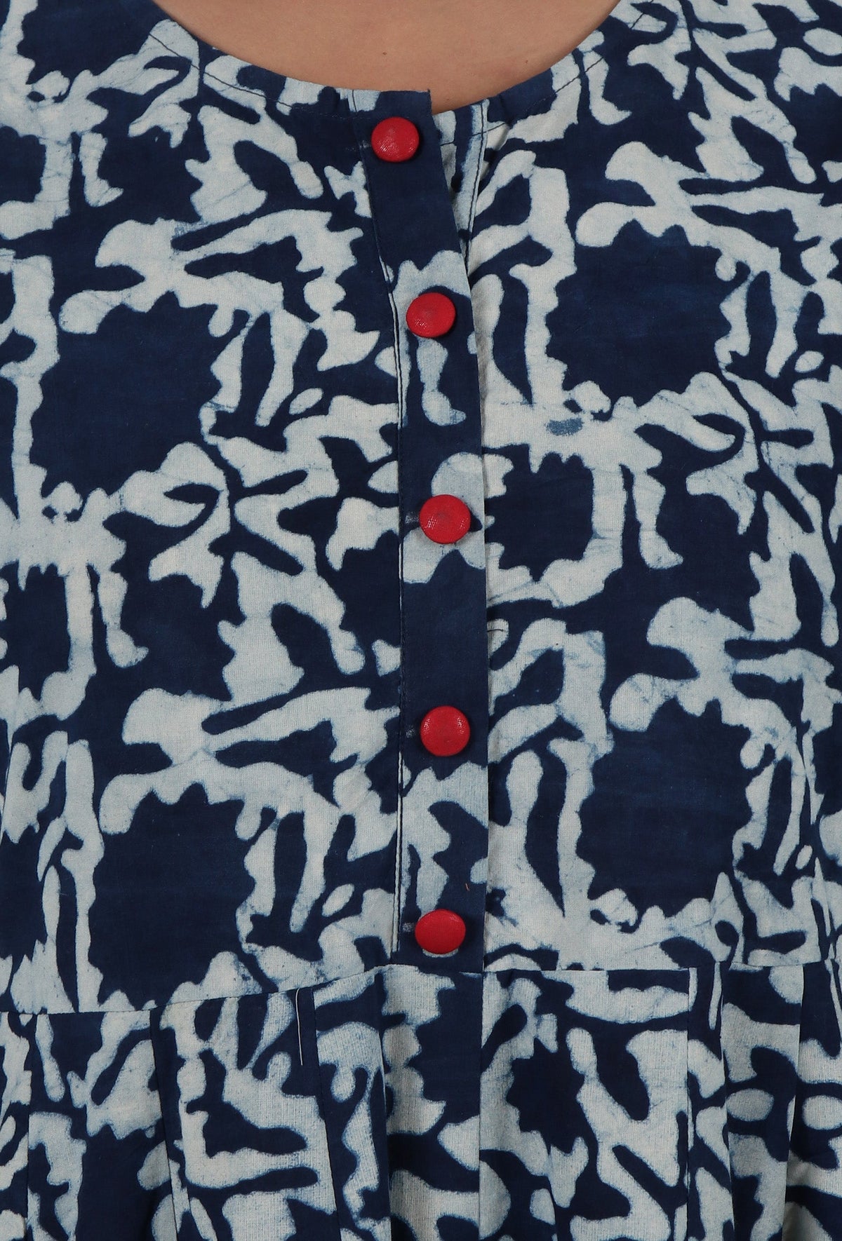 Indigo Printed Blue Cotton Anarkali サイズ XS