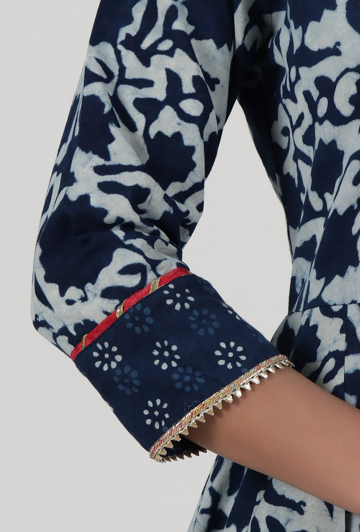Indigo Printed Blue Cotton Anarkali サイズ XS