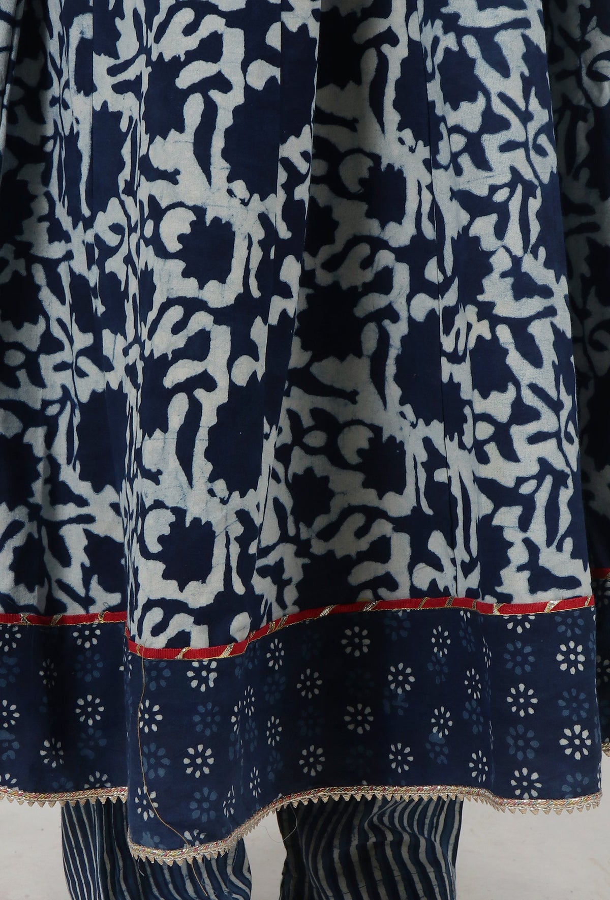 Indigo Printed Blue Cotton Anarkali サイズ XS