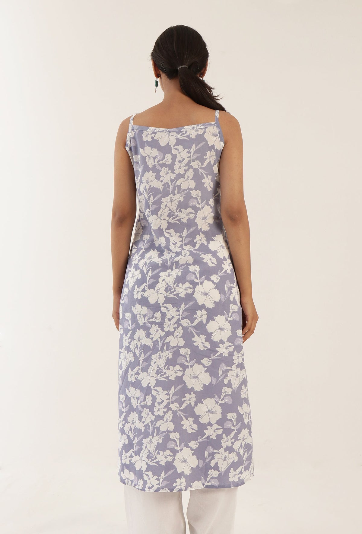 Blue Color Cotton Slip With White Motif サイズ XS