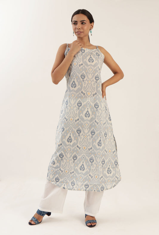 Grey Color Cotton Slip With Multicolor Motif サイズ M