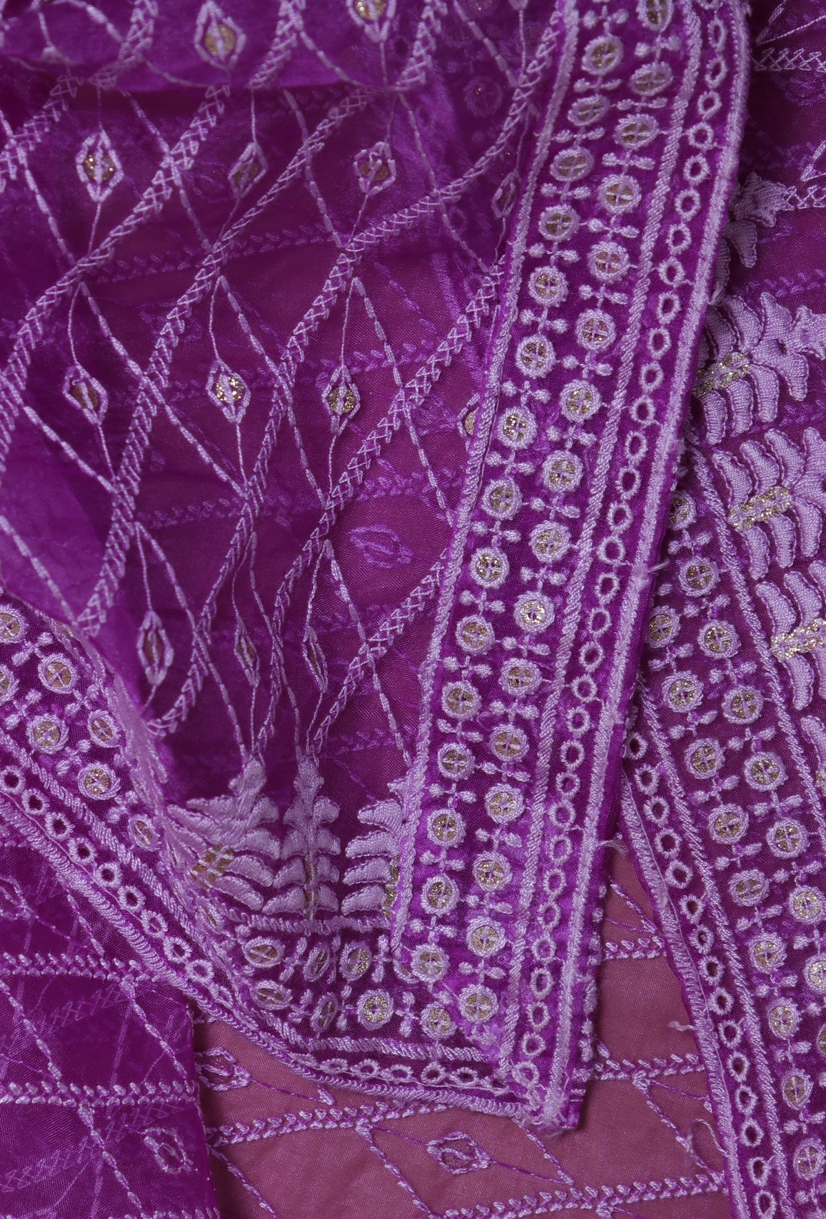 Light Purple Color Silk Organza Embroidered Dupatta