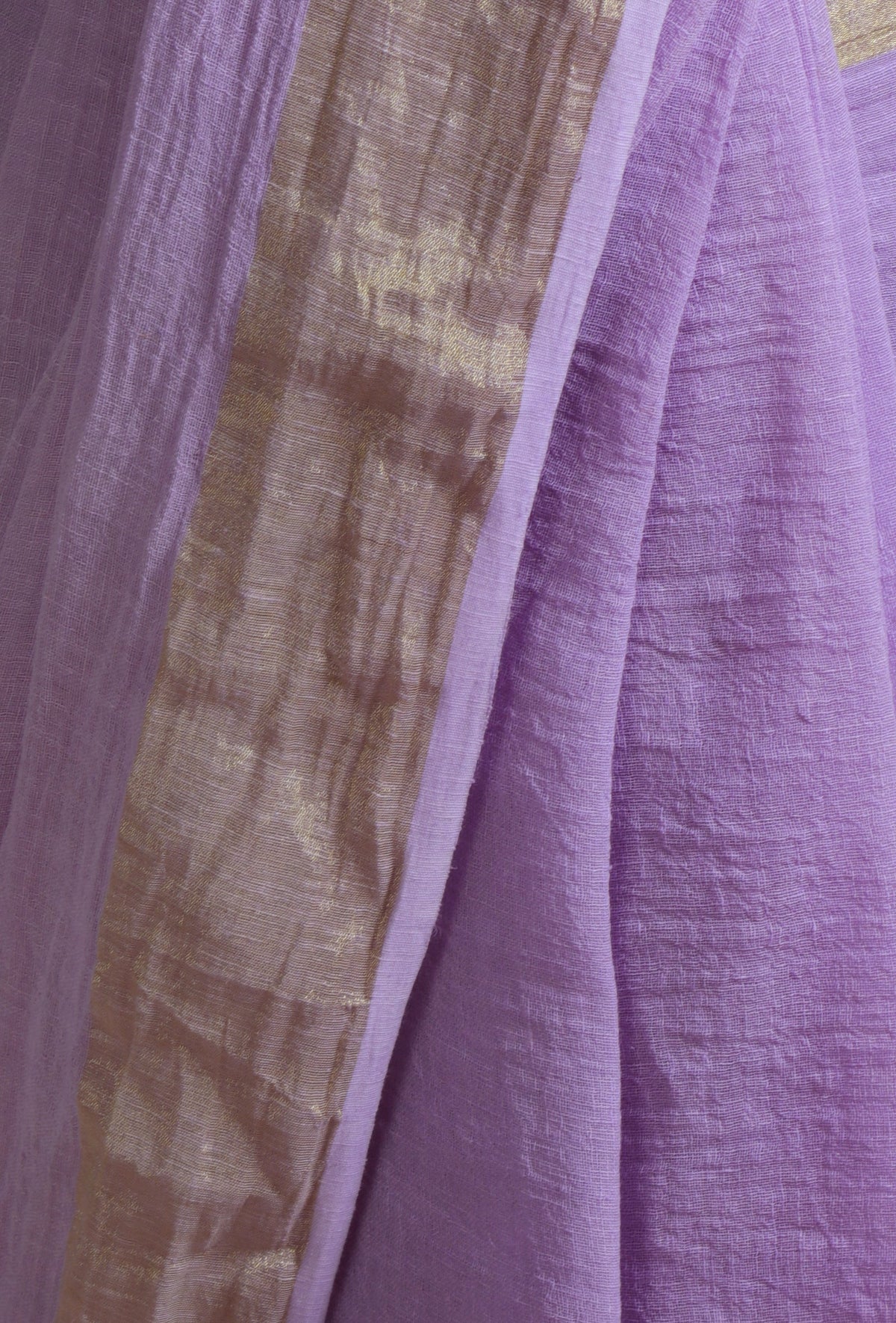 Light Purple Cotton Linen Saree With Unstitched Blouse