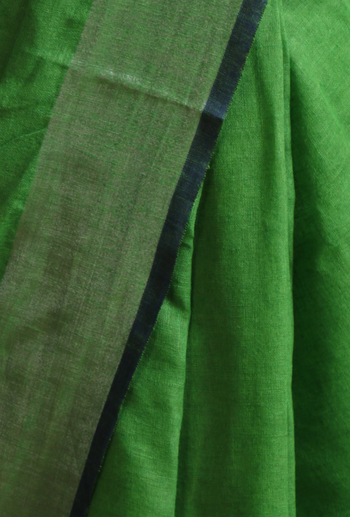 Green Cotton Linen Saree With Unstitched Blouse