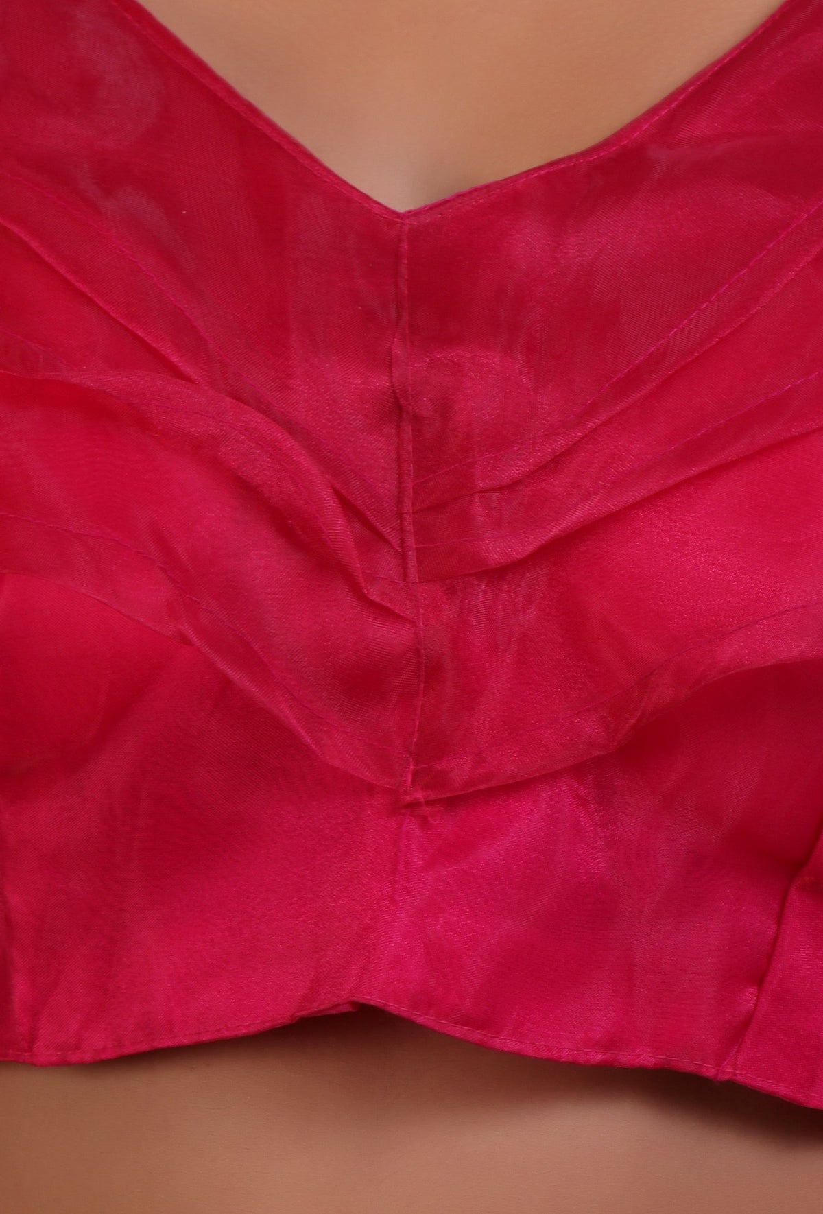 Dark Pink Color Organza Plain Blouse サイズ S