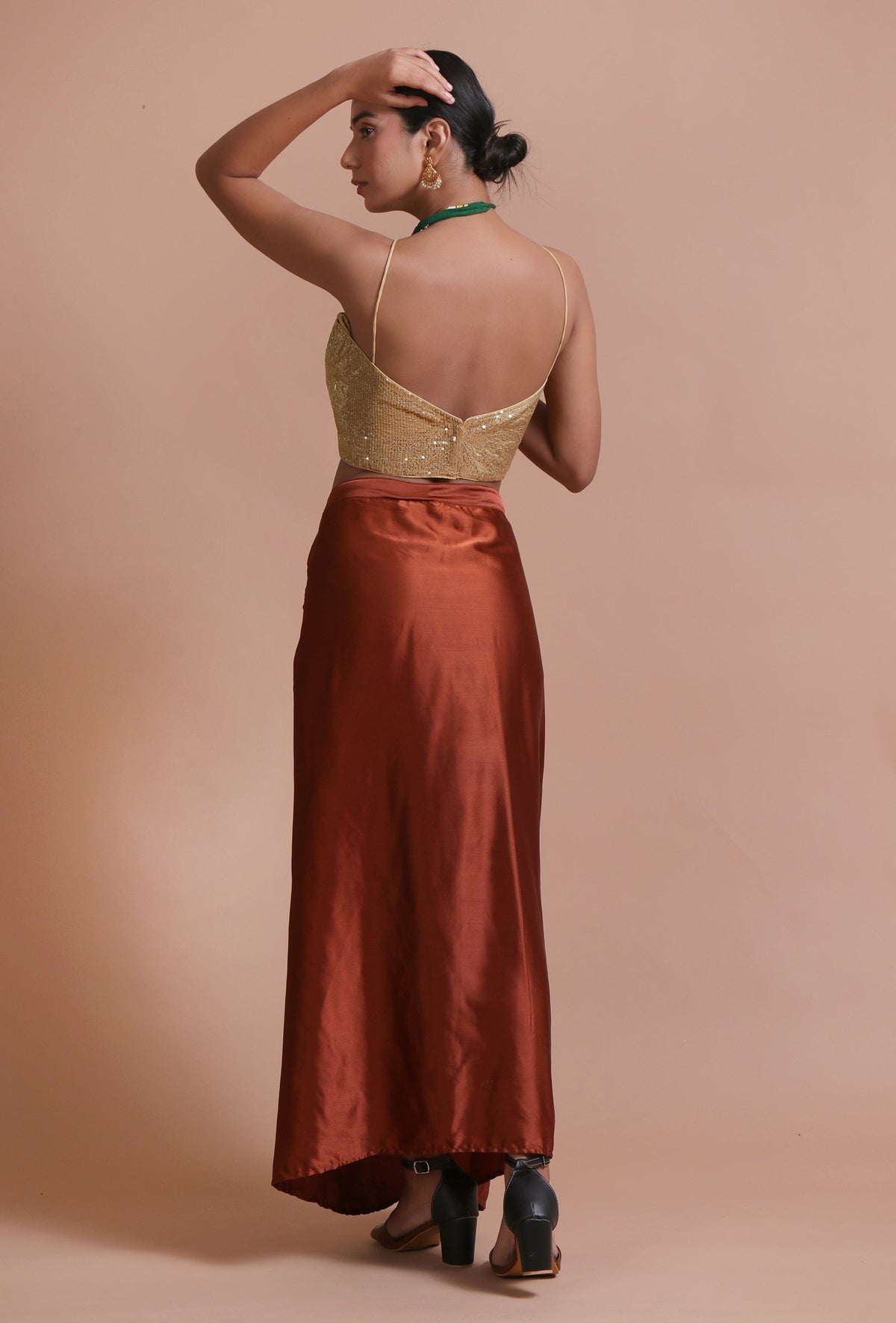 Golden Color Raw Silk Sitara Work Blouse サイズ S