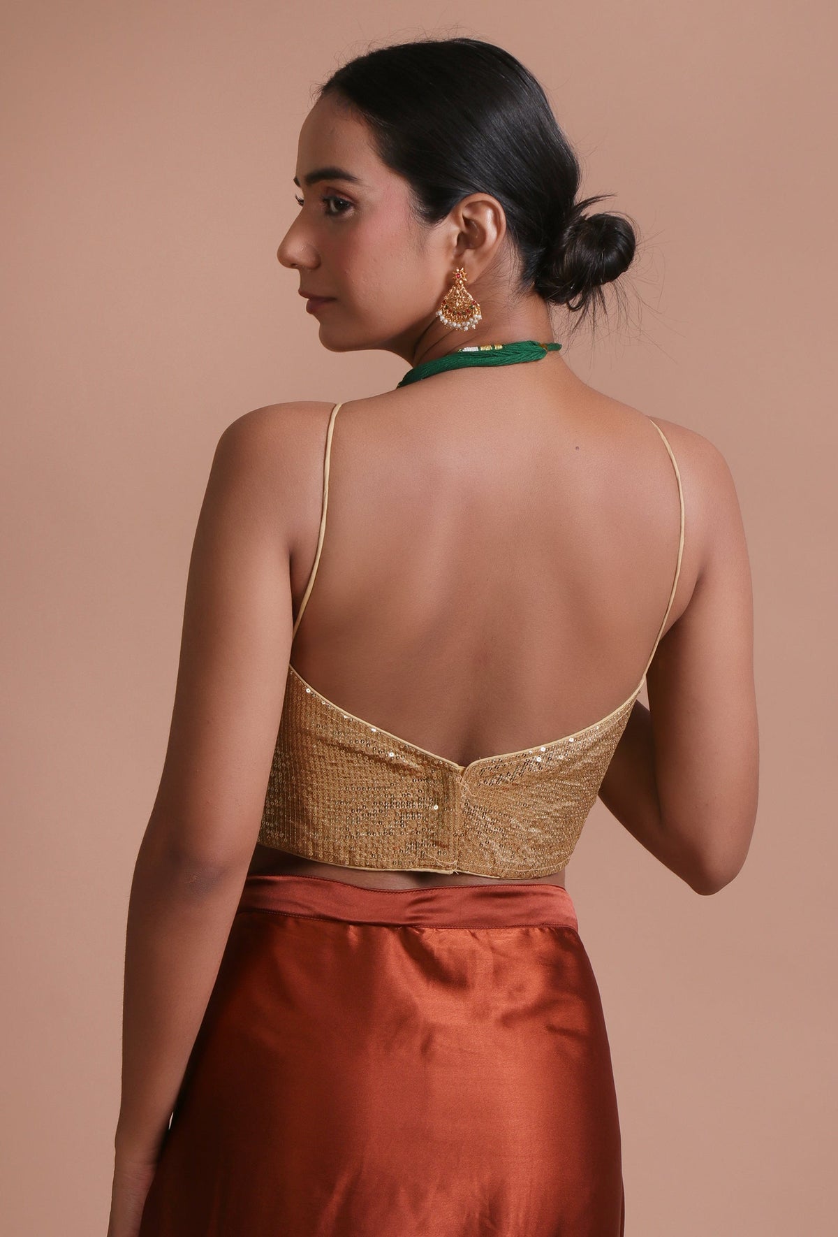 Golden Color Raw Silk Sitara Work Blouse サイズ S