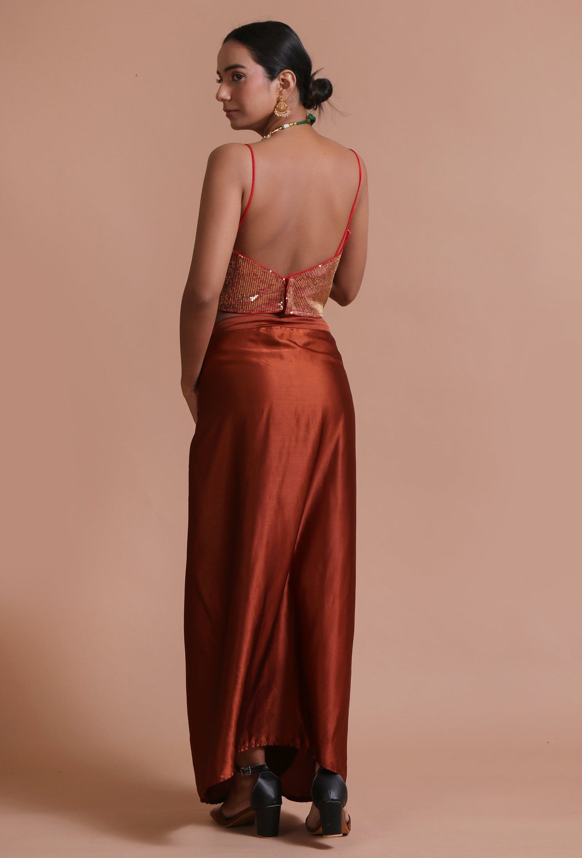 Pink Color Raw Silk Sitara Work Blouse サイズ S