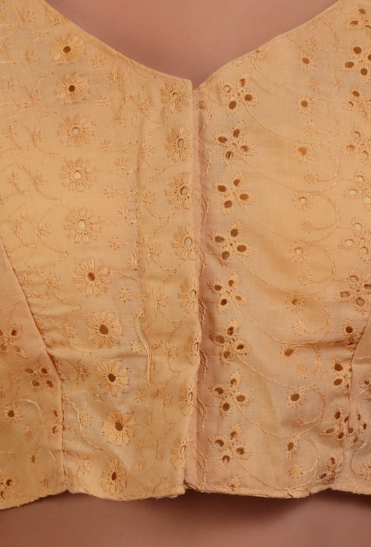Golden Color Cotton Chikankari Blouse サイズ S