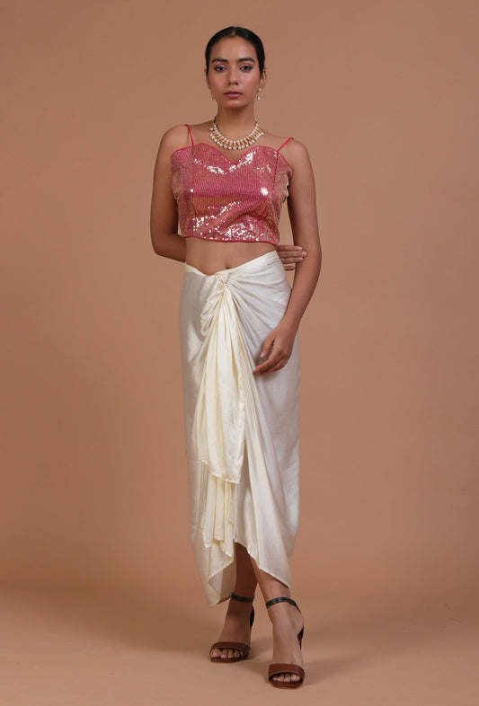 Light Pink Color Raw Silk Sitara Work Blouse サイズ S