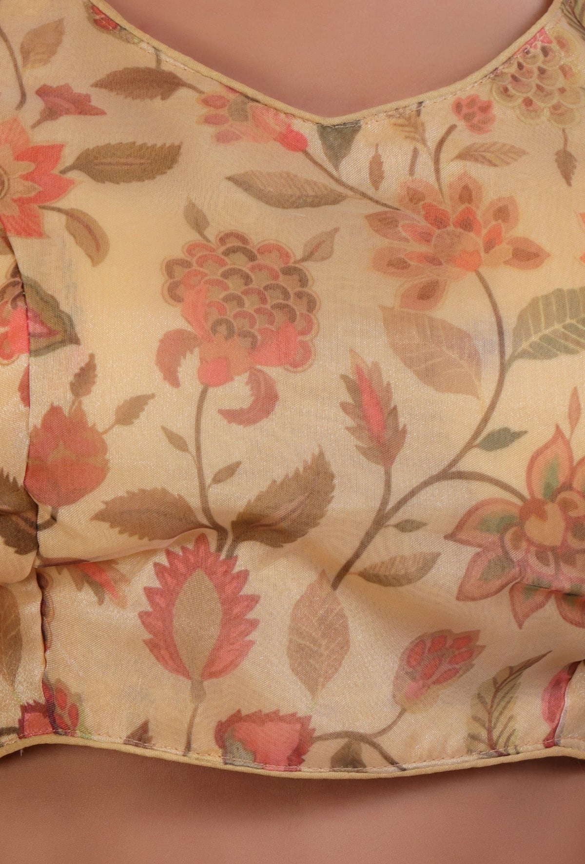 Yellow Color Organza Printed Blouse サイズ S